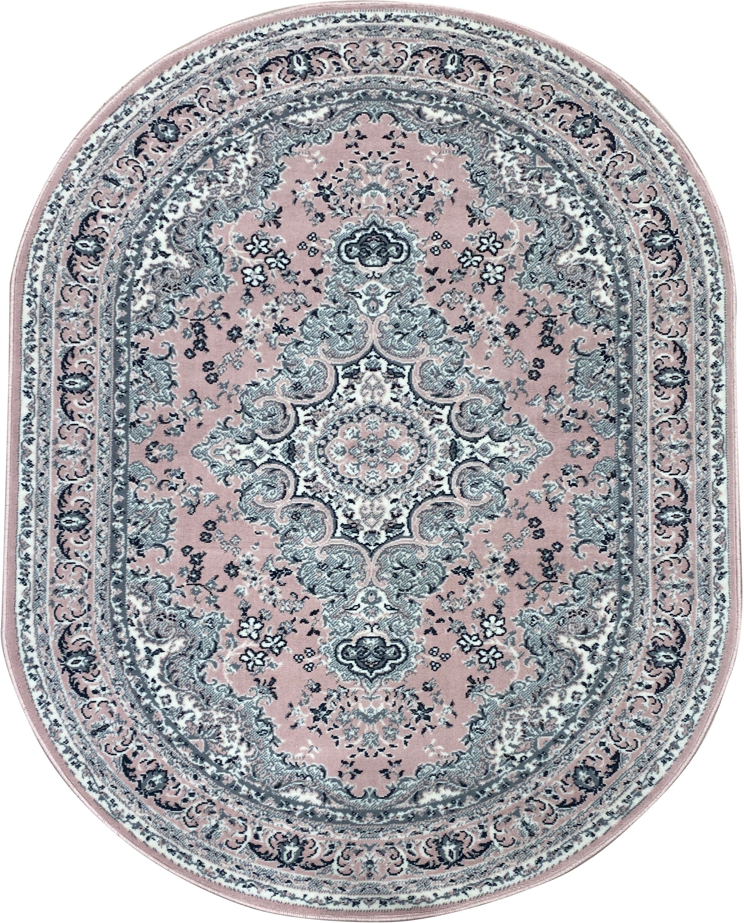 Home affaire Teppich Oriental, Made in Belgium, oval, Höhe: 7 mm, Orient-Optik, mit Bordüre, Kurzflor, pflegeleicht, elegant