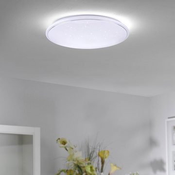 etc-shop LED Deckenleuchte, LED-Leuchtmittel fest verbaut, Kaltweiß, Warmweiß, Neutralweiß, Tageslichtweiß, Deckenlampe mit Fernbedienung Schlafzimmerlampe Sternenhimmel LED