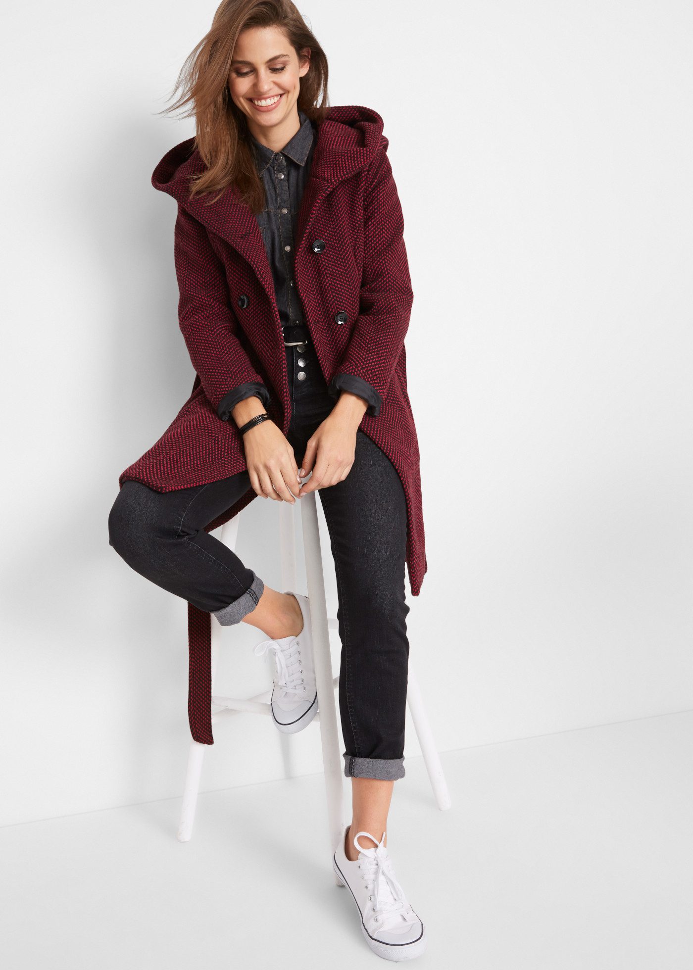 bonprix Outdoorjacke zweireihig, mit großer Kapuze, Loose Fit – Bild 5 von 5