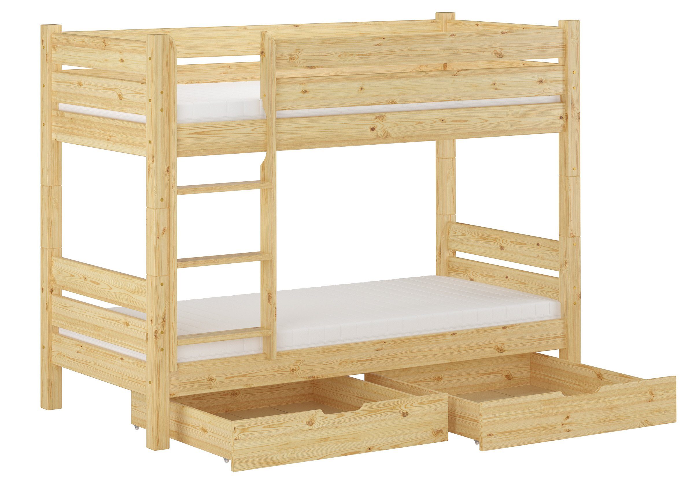 Matratzen mit Etagenbett und Rollrost Kinderetagenbett Bettkasten, 90x200 ERST-HOLZ