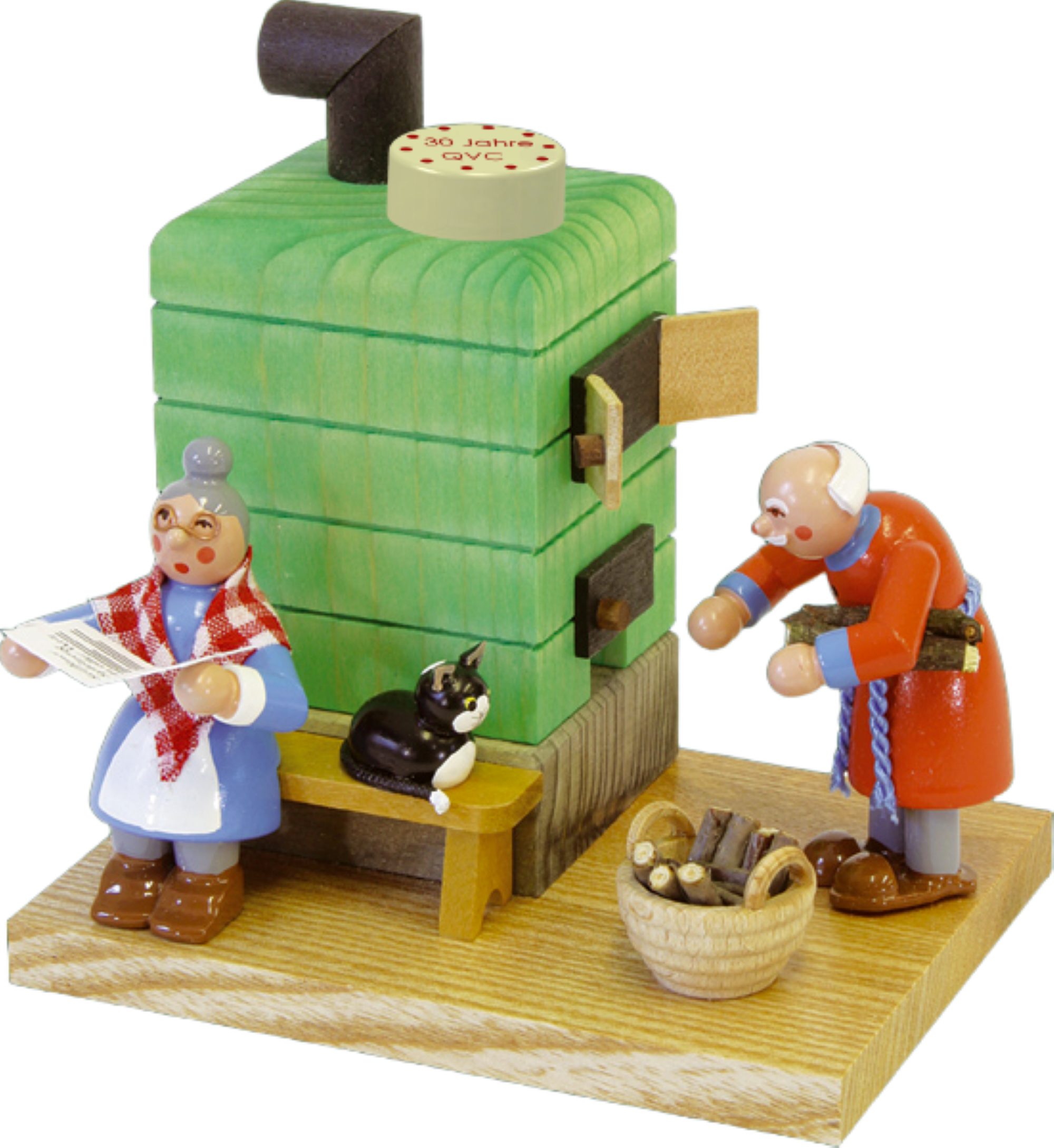 Richard Glaesser Räuchermännchen Rauchofen mit Oma und Opa, Höhe 10 cm, Handwerkskunst aus dem Erzgebirge