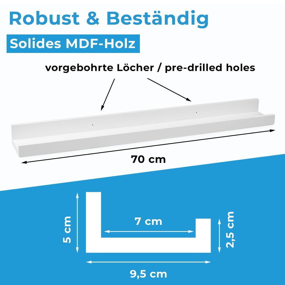 PHOTOLINI Wandregal Bilderleiste, Schweberegal 2er Set günstig online kaufen