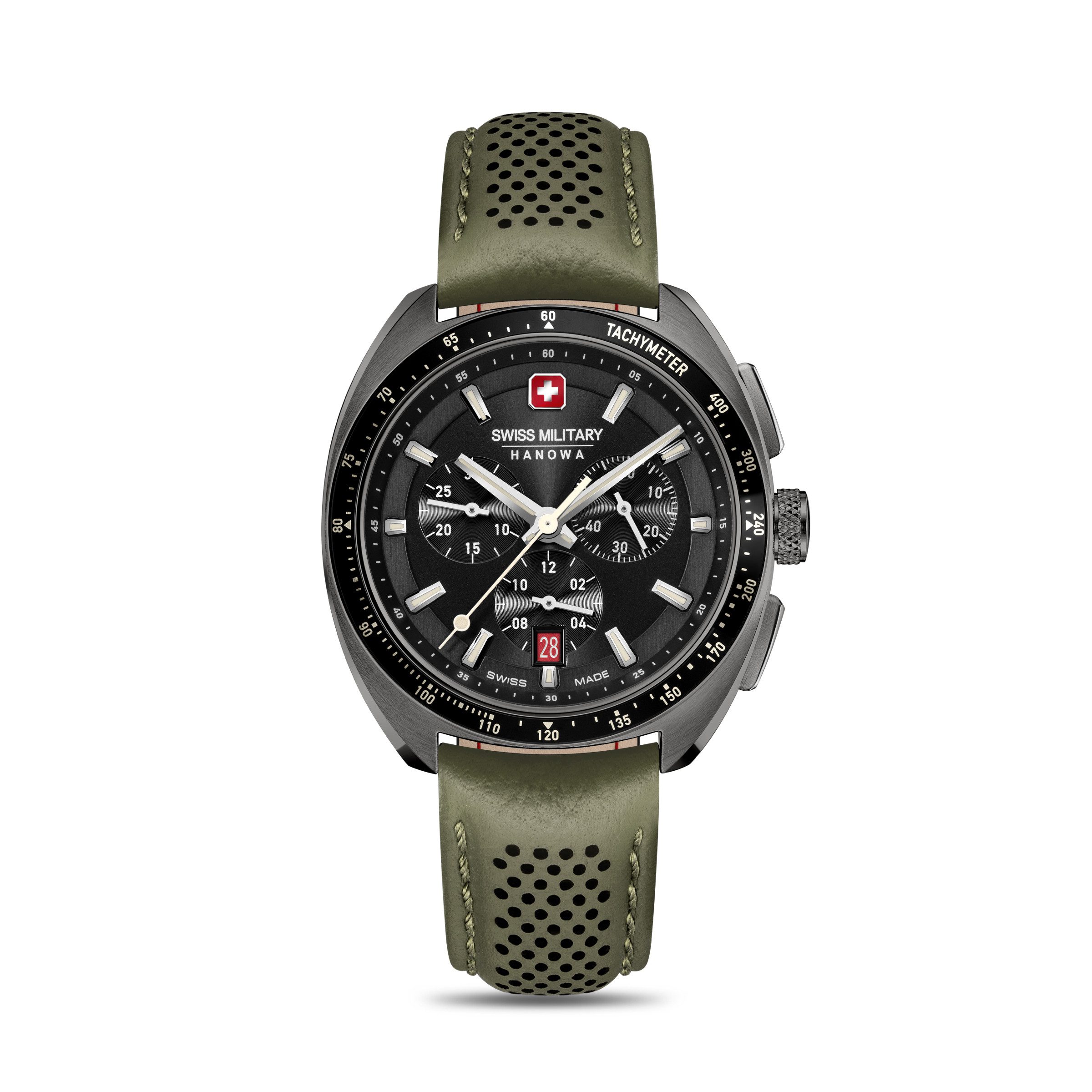 Swiss Military Hanowa Chronograph Defender SMWGC0003340, Quarzuhr, Armbanduhr, Herrenuhr, Swiss Made, Lederarmband, analog, Tag
