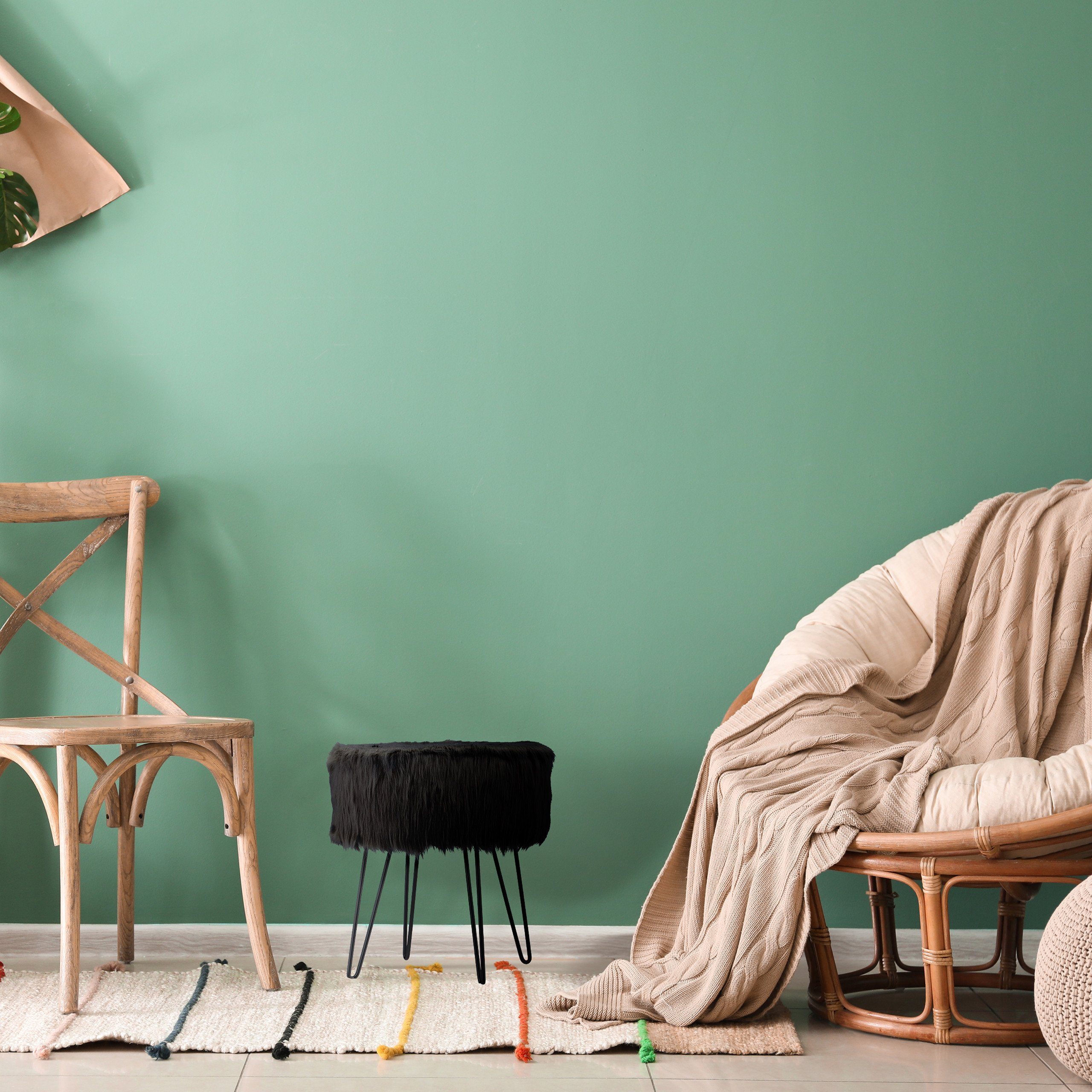 relaxdays Sitzhocker Fellhocker schwarz günstig online kaufen