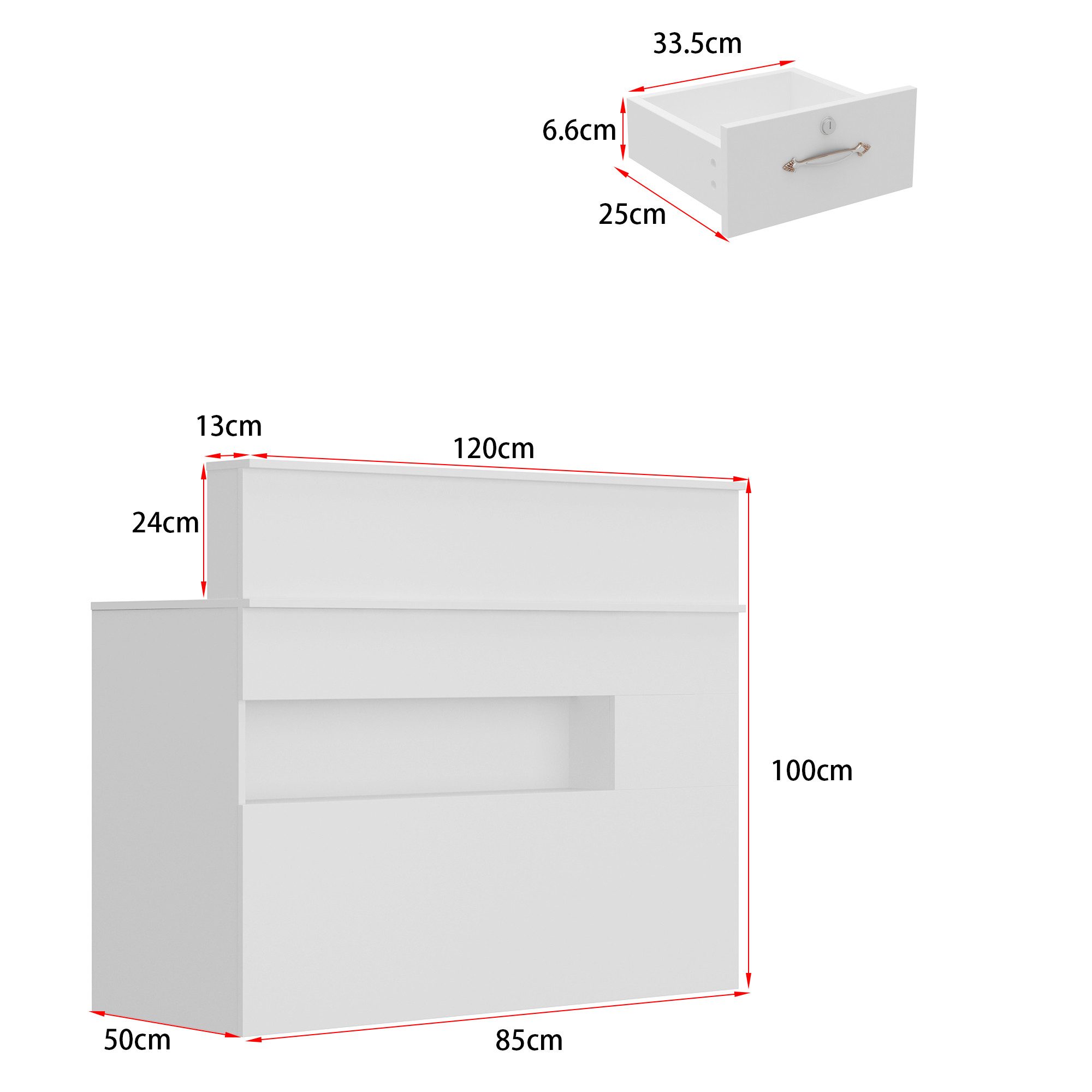 HOMSEE Empfangstheke mit 3 Schubladen & Ablageflächen, Rezeptionstheke, 120 günstig online kaufen