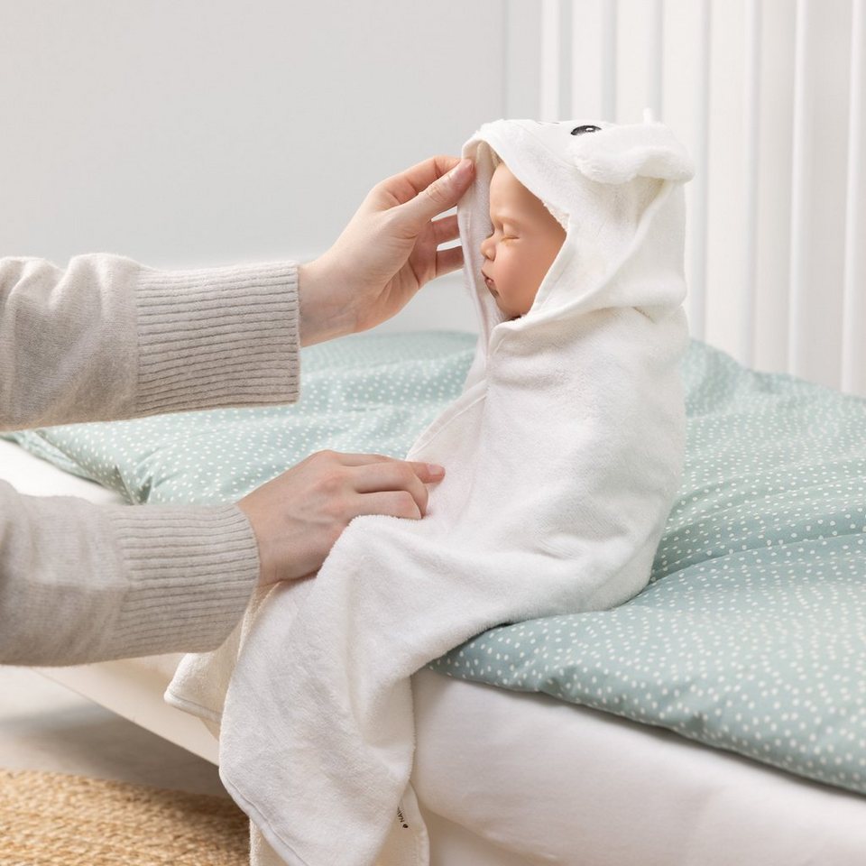 Navaris Kapuzenhandtuch Baby Handtuch mit Kapuze und Waschlappen - Set aus  Bambus, aus 100% Bambus - geeignet für Babies von 0 bis 12 Monaten