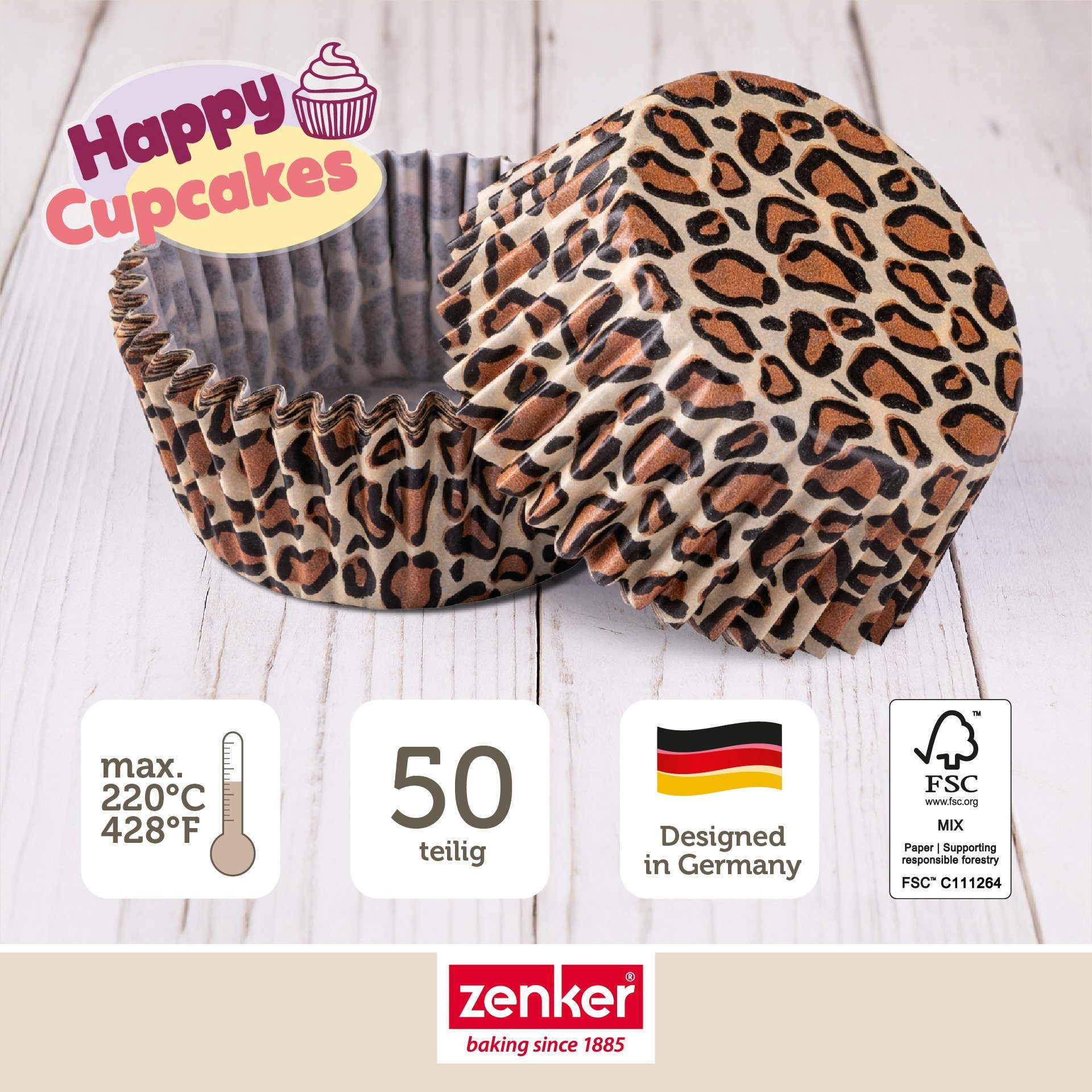 Zenker Muffinform Papier-Muffinformen Leo, Backförmchen, Cupcake Förmchen, Partyzubehör