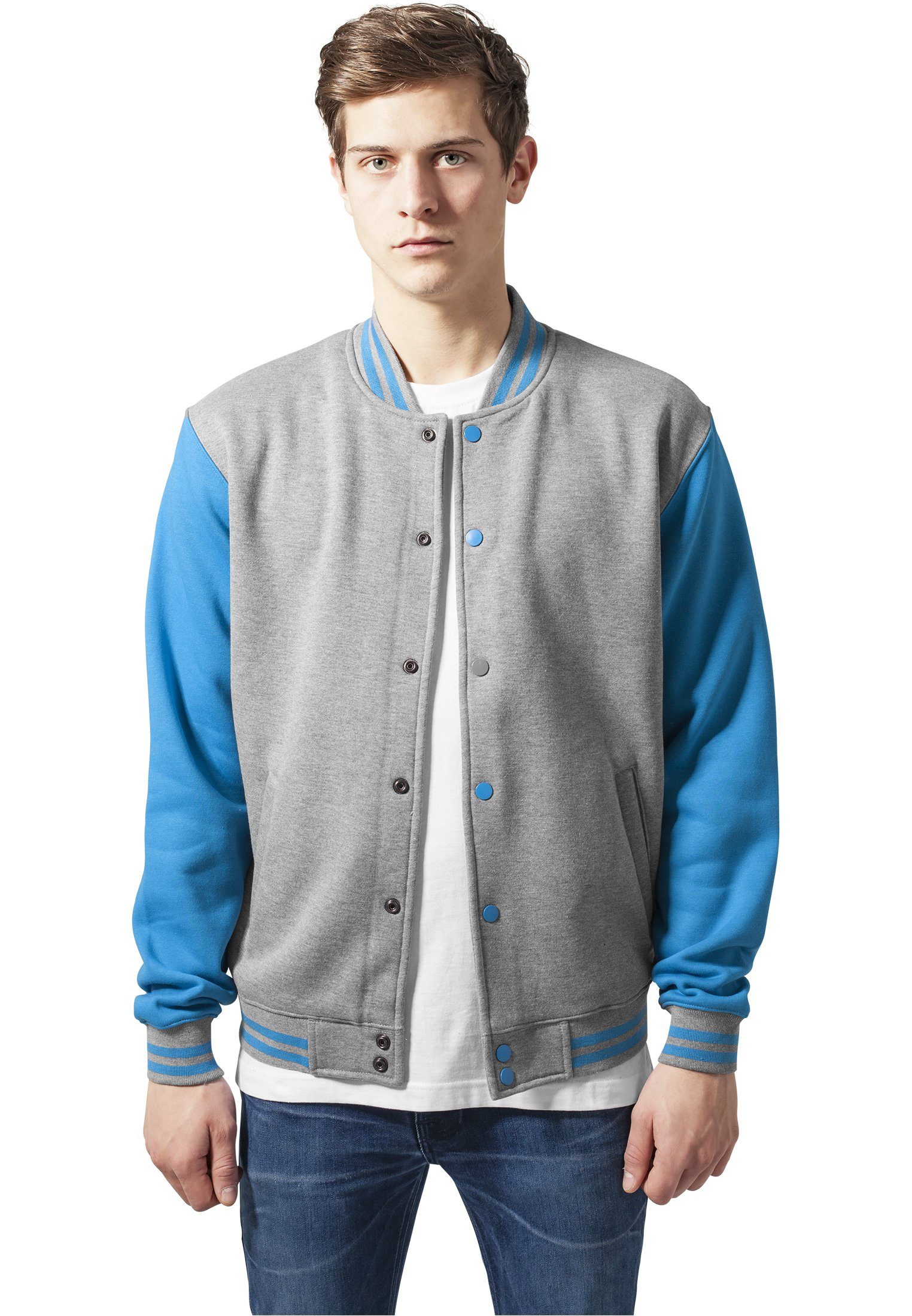 URBAN CLASSICS Outdoorjacke Herren 2-tone College Sweatjacket (1-St) grey/turquise