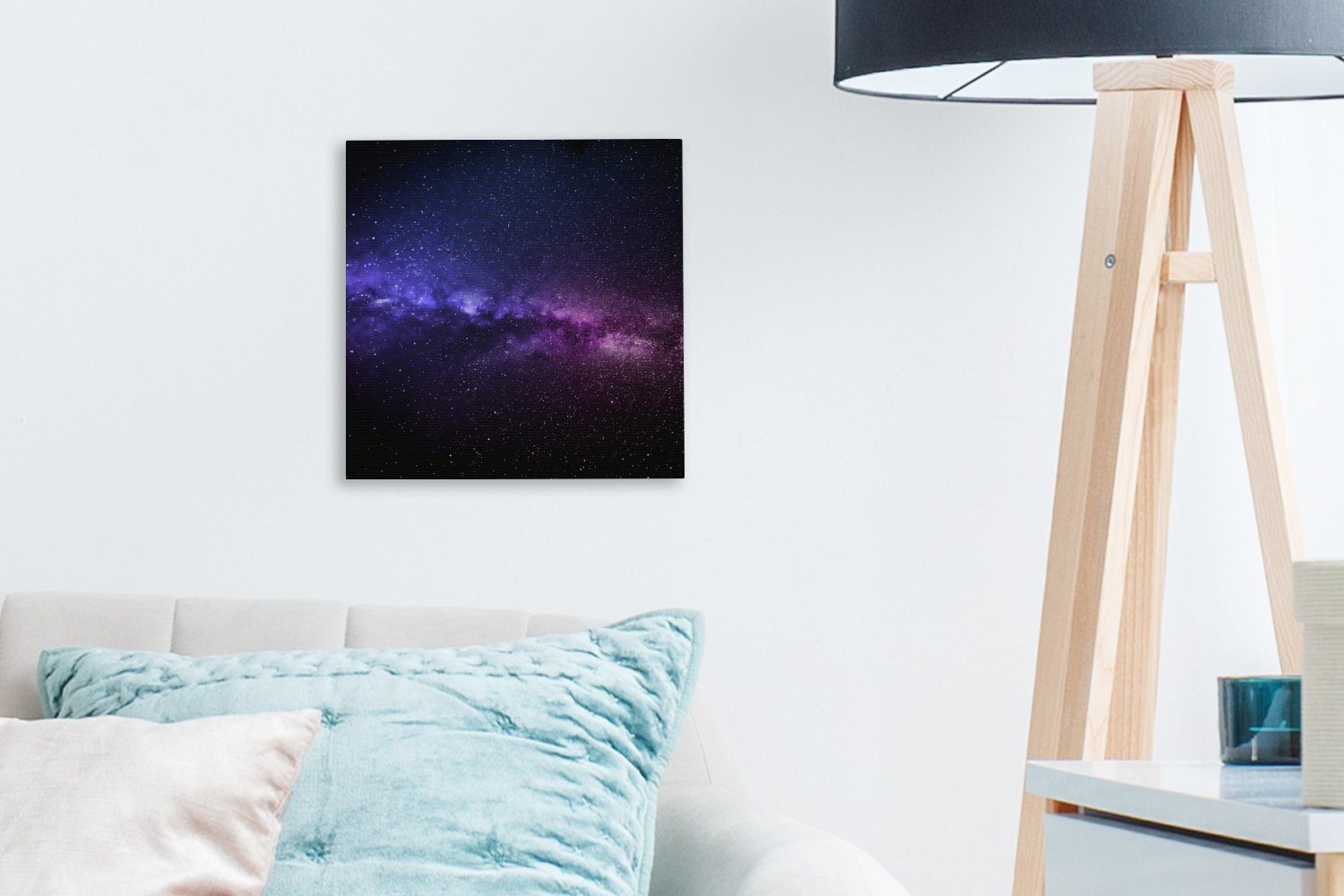 OneMillionCanvasses® Leinwandbild Sternenhimmel - Nacht - Weltraum, Fotodruck (1 St), Wandbild, Deko Schlafzimmer Wohnzimmer Flur 20x20 cm