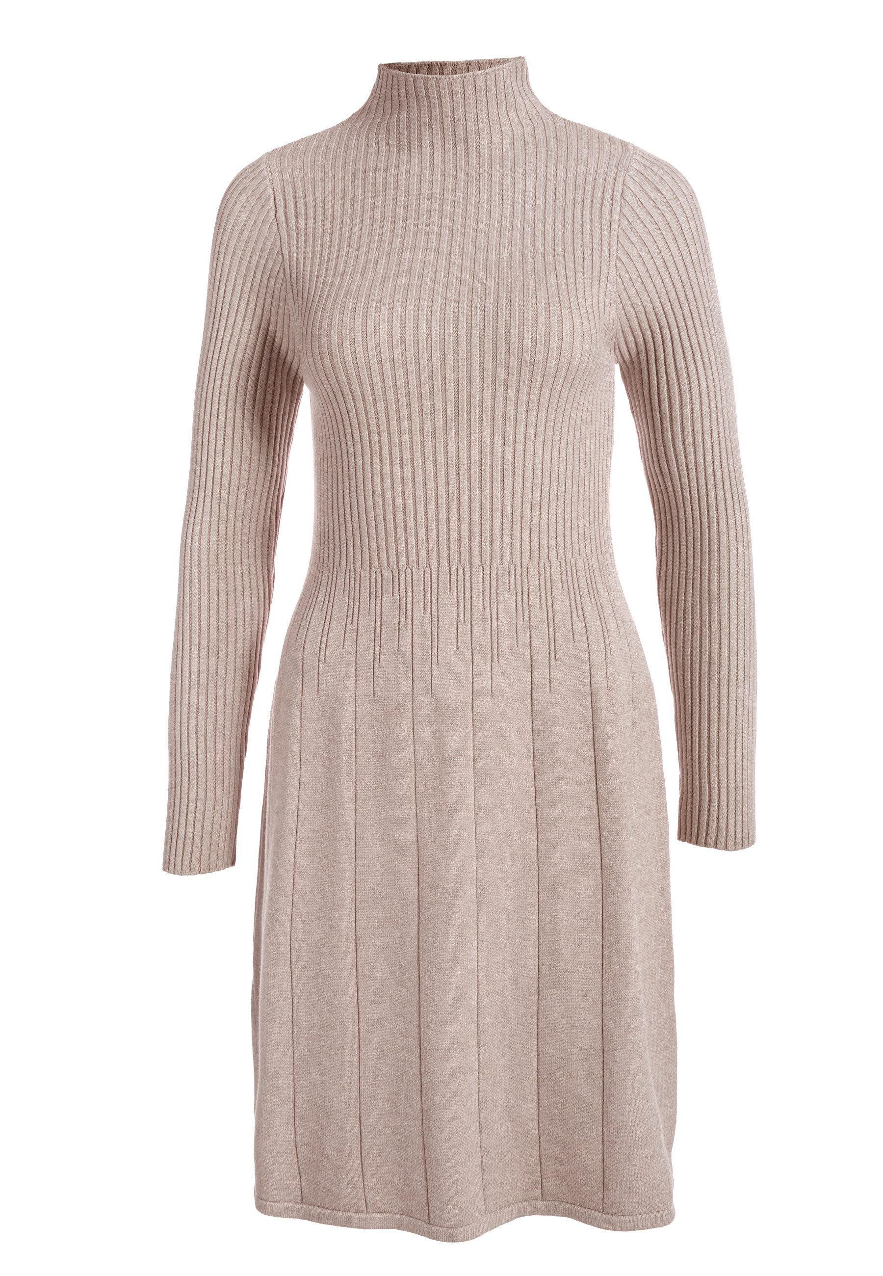 PEKIVESSA Strickkleid Rippstrick-Kleid tailliert mit ausgestelltem günstig online kaufen
