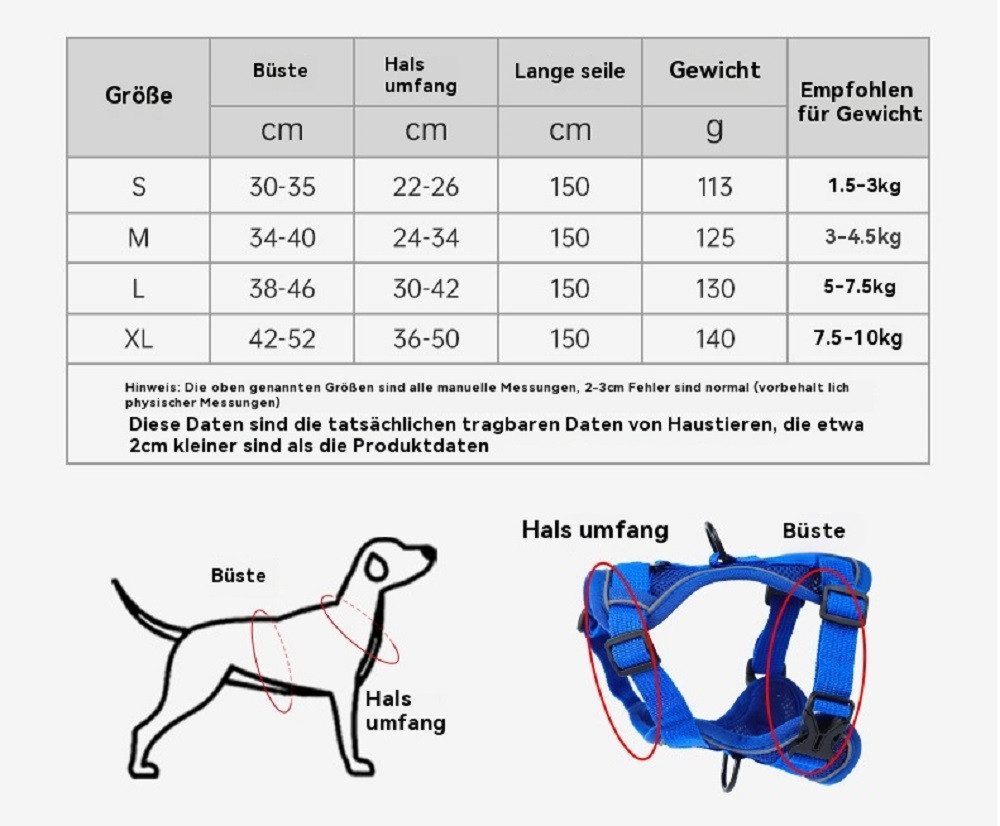 AURIVION Autohundegeschirr Hundegeschirr Katzenseil,Einstellbare, Polyester, leichte Katzentrageleine für den Sommer