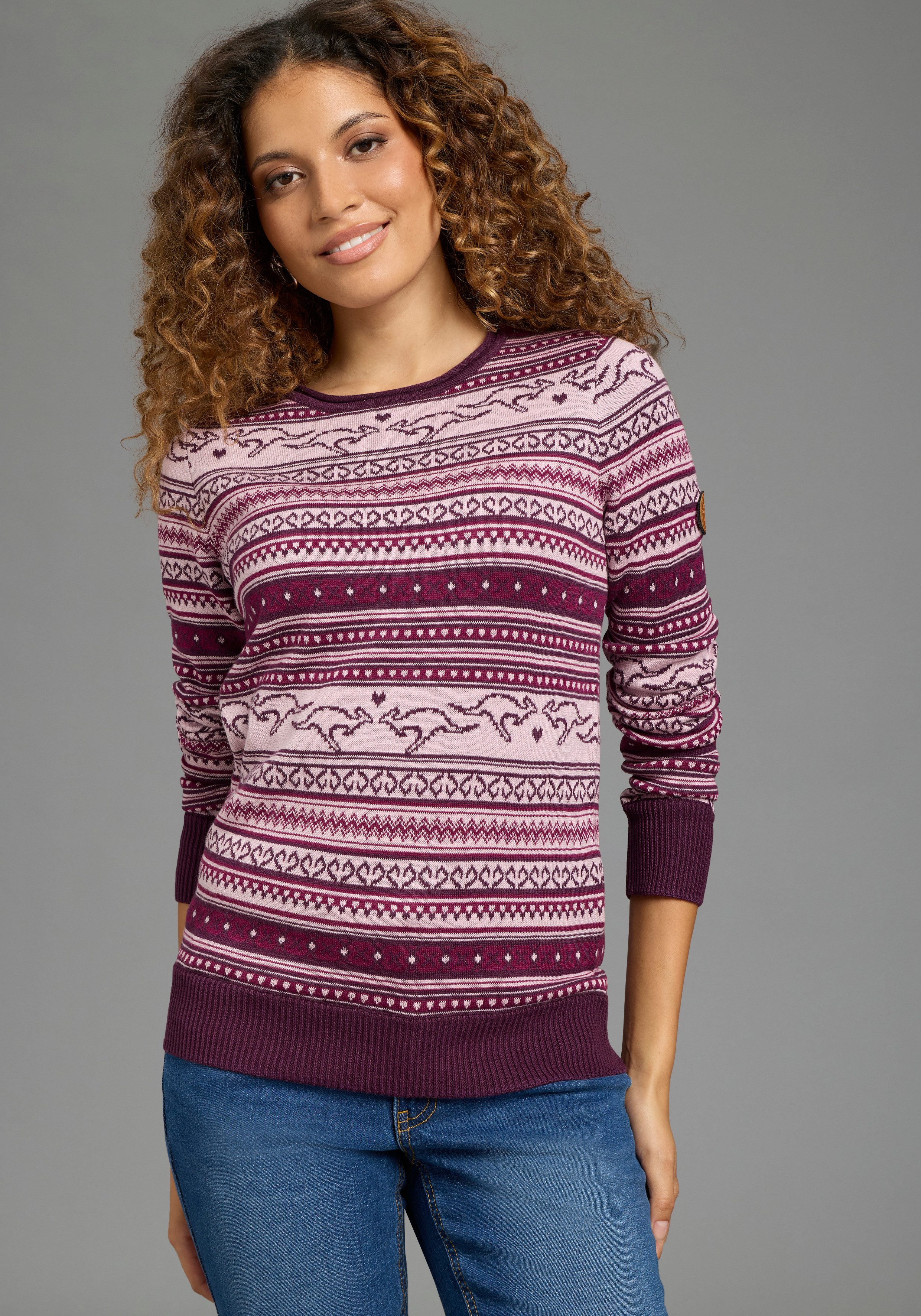 KangaROOS Norwegerpullover mit Rippstrickbündchen
