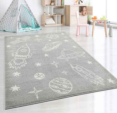 Teppich Beat Kids Moderner Weicher Kinderteppich, Weltraum, Astronauten, the carpet, Rechteck