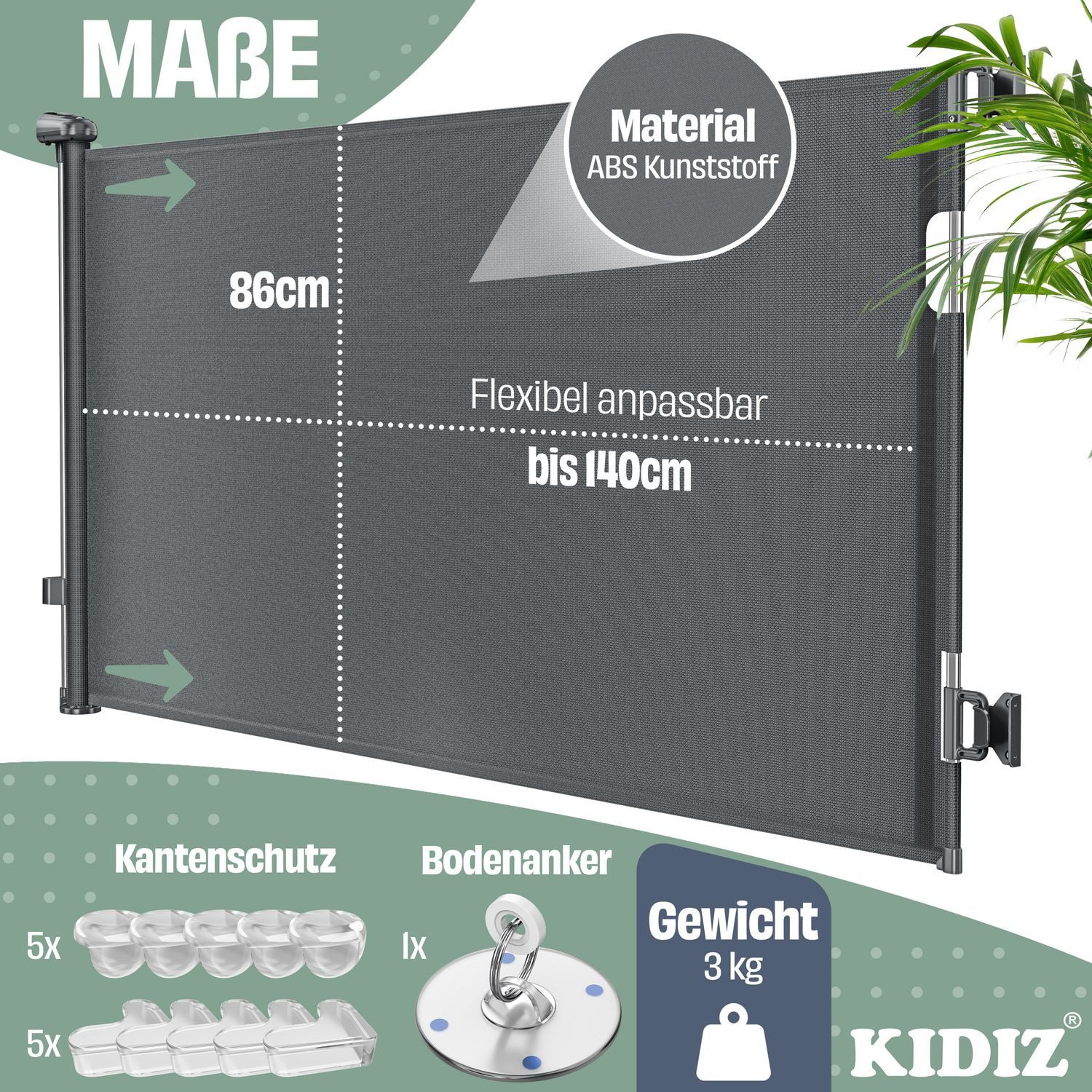 KIDIZ Türschutzgitter Treppenschutzgitter ausziehbar bis 140cm für Kinder, günstig online kaufen