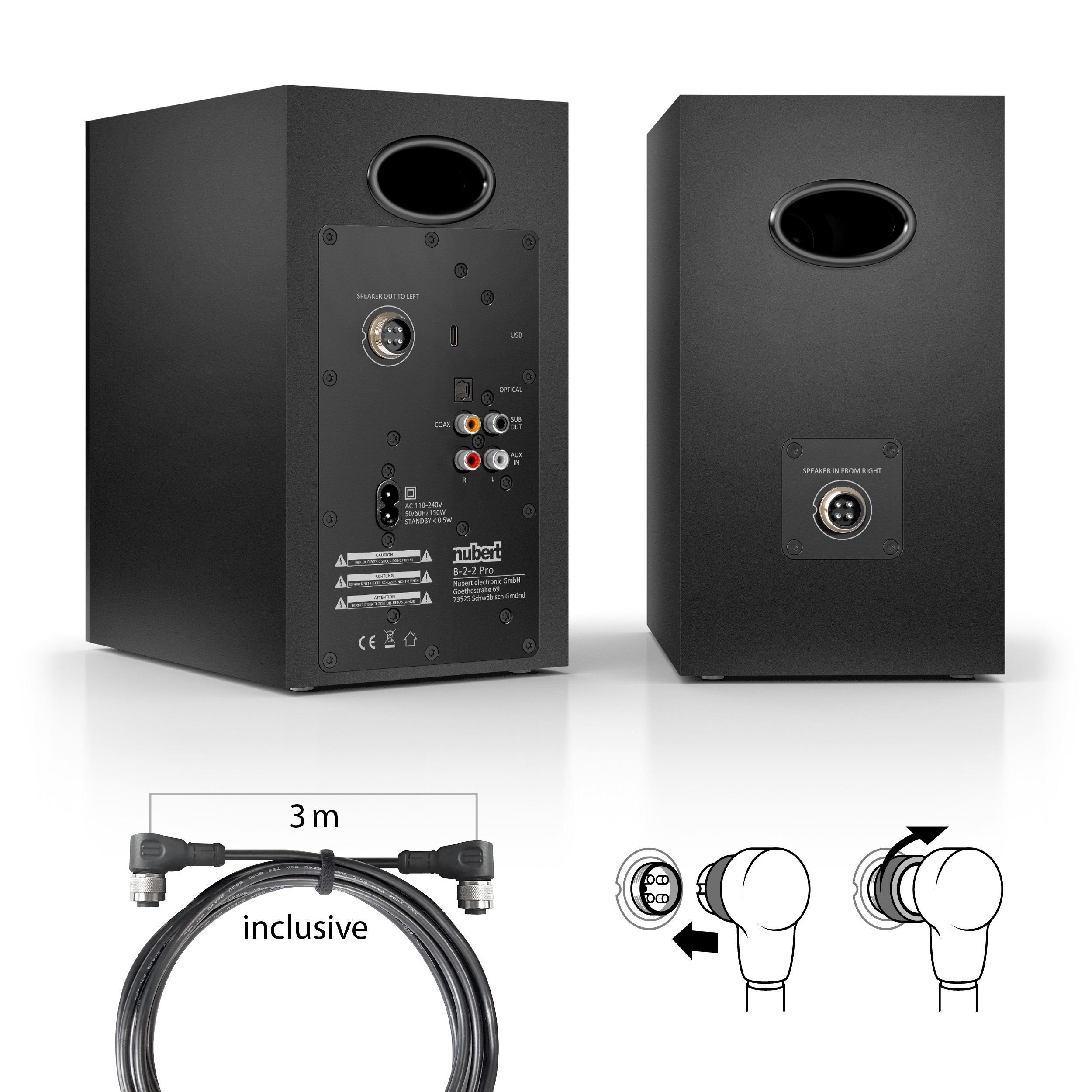 Nubert nuBoxx A-125 pro PC-Lautsprecher (100 W, Aktives Kompaktlautsprecherpaar, 2-Wege, 100 W Dauerleistung pro Paar)