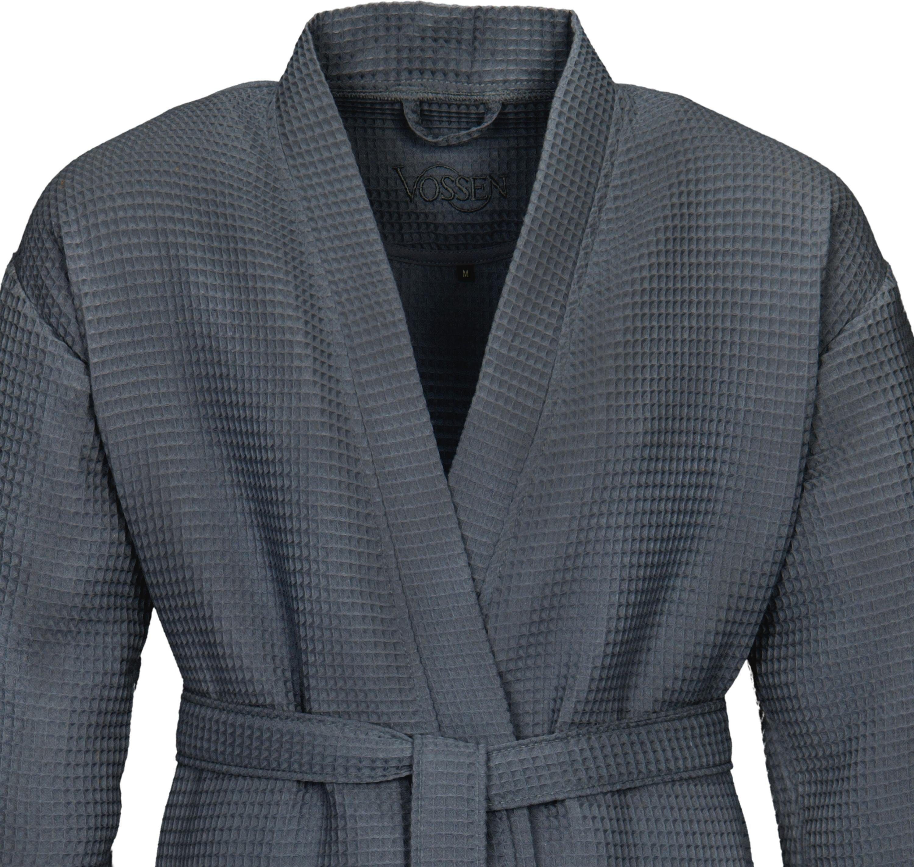 Vossen Unisex-Bademantel Rom, ideal für Sauna & Spa, Hotelbademantel, Morgenmantel, Kurzform, Waffelpiqué, Kimono-Kragen, Gürtel, für Damen & Herren, Waffelpiqué-Struktur, in leichter Qualität