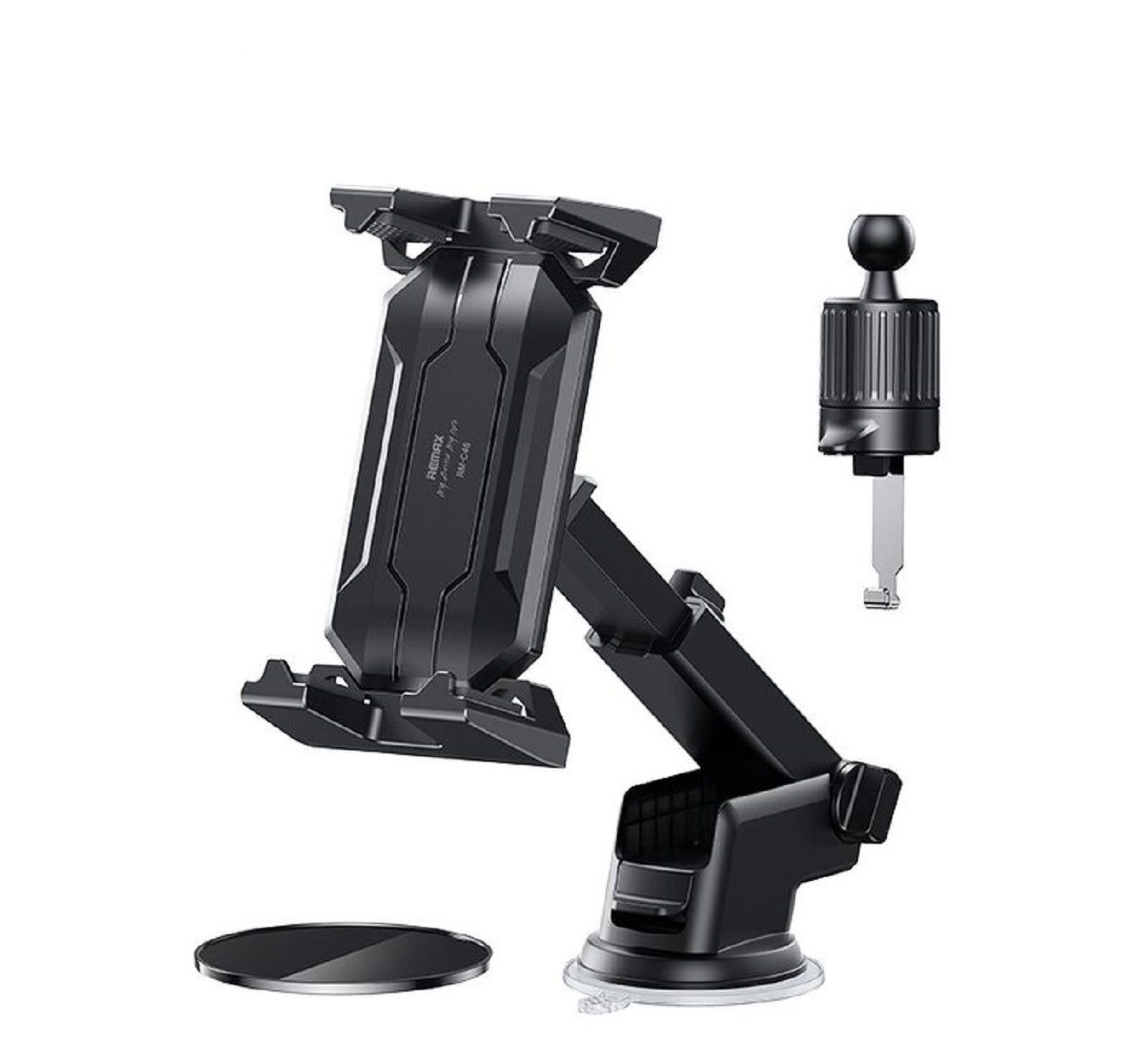 Remax Handy-Halterung KFZ-Halterung RM-C46 4in1 Tablet schwarz, (bis 14,00 Zoll, Für Smartphones/Tablets bis 14", Lüftung, Armaturenbrett, Scheibe)