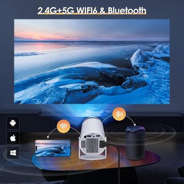 HIPPUS Auto Keystone Smart 5G WiFi Bluetooth Portabler Projektor (1920*1080 px, Outdoor-Filmprojektor kompatibel mit iOS, Android, TV Stick)