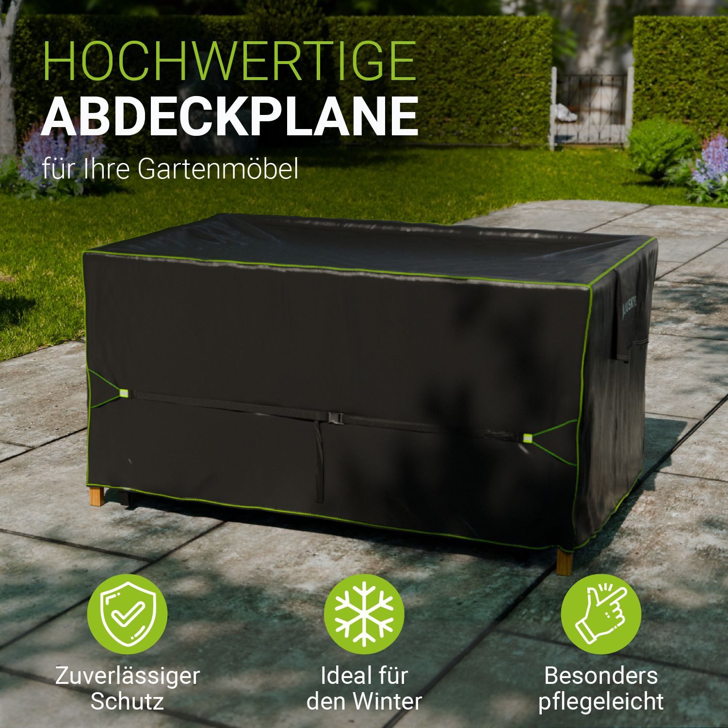 Juskys Gartenmöbel-Schutzhülle CoverSafe Pro (1-St), 1,62 m², Abdeckplane mit Lüftungsschlitz, wasserdicht und winterfest