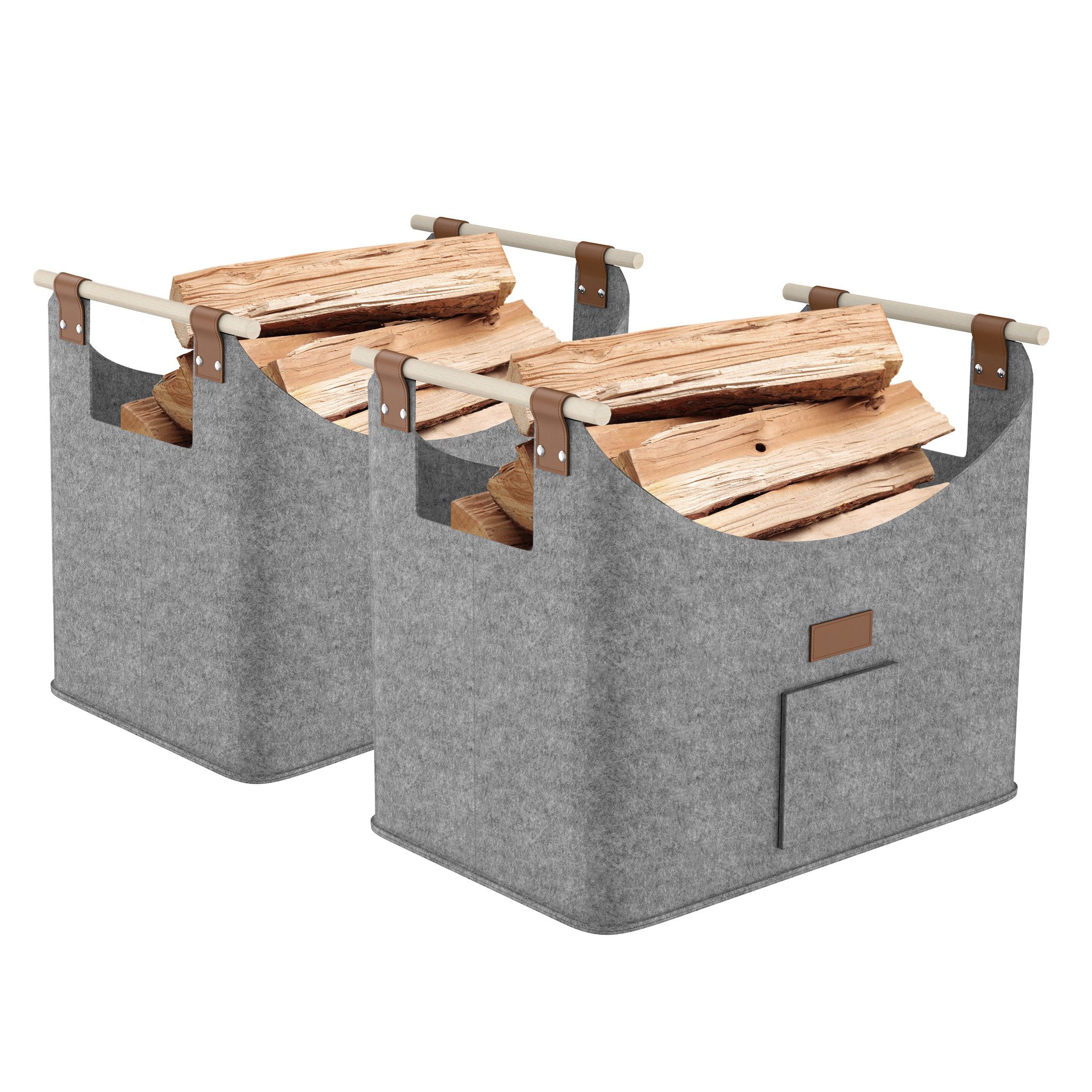 FIVMEN Kaminholzkorb 2-er Set XXL Faltbarer Brennholzkorb Filzkorb extra di günstig online kaufen