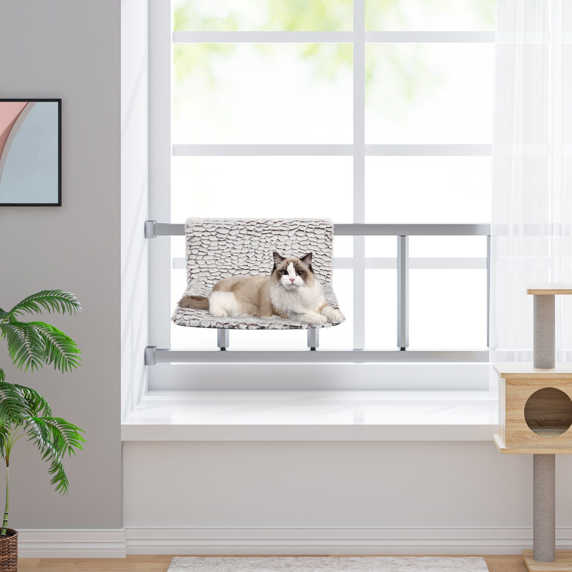 Heizkörperbett Für Katzen - Plüsch Hängematte Grau 45,5x39x25,5cm