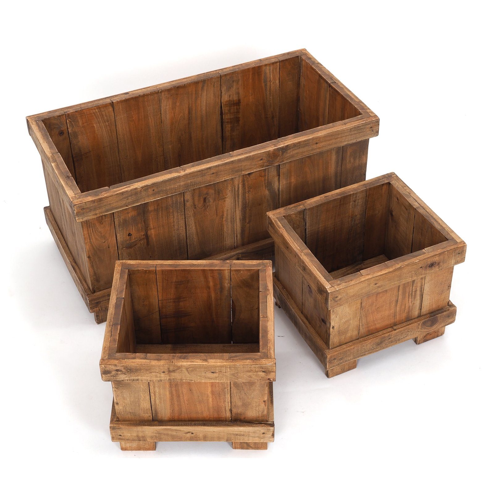 DESIGN DELIGHTS Truhe HOLZ ÜBERTÖPFE SET "FLOWERPOT 50", Altholz massiv, Deko Kisten