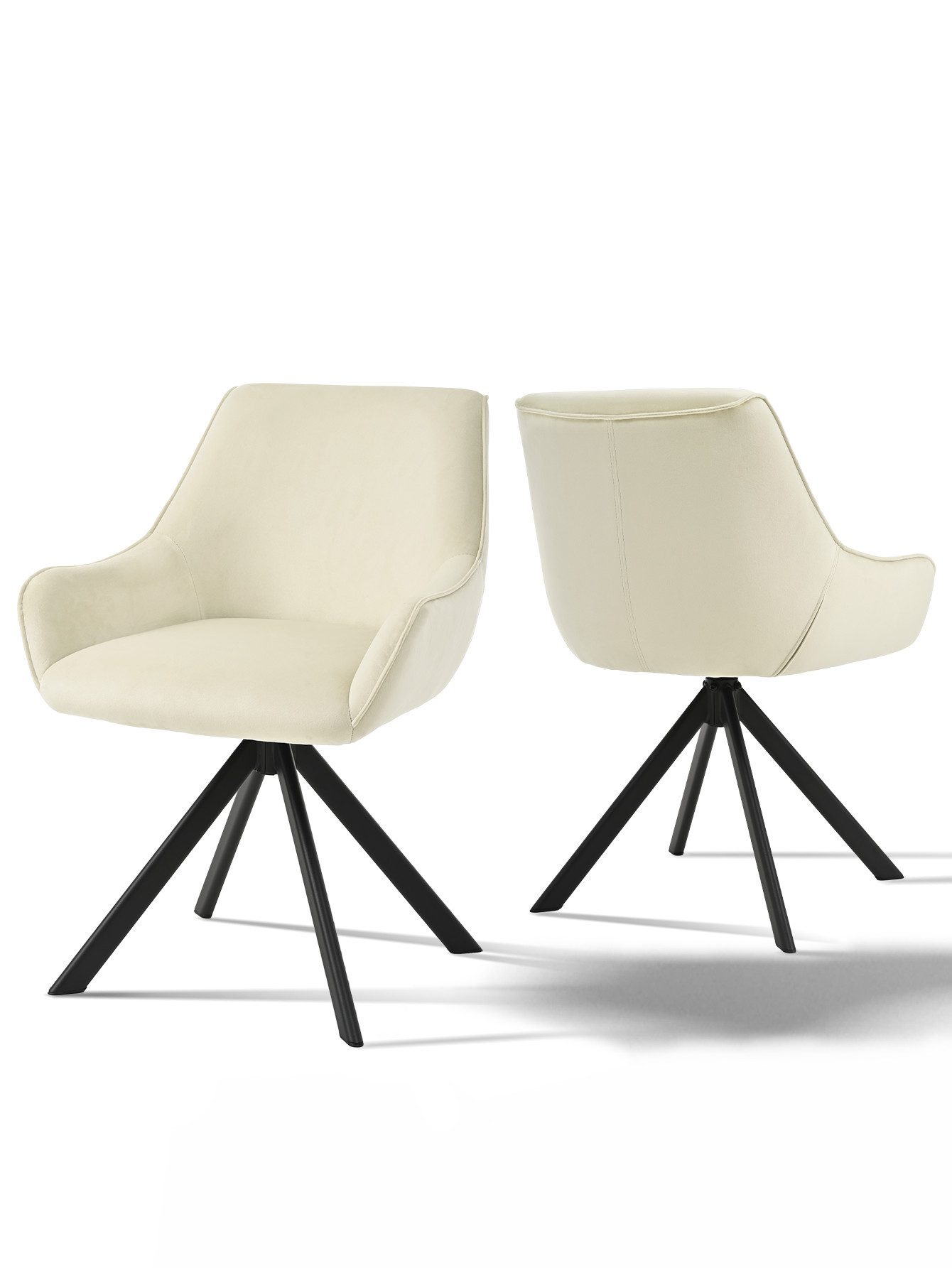 SHINEDEER Polsterstuhl Esszimmerstuhl drehstuhl (2er-Set, 2 St), 360°-Drehfunktion, ergonomische Armlehne, belastbar bis 150 kg