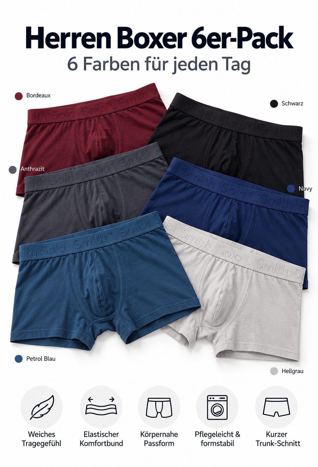 S&S Boxershorts Boxer Herren Baumwolle Unterhosen Männer (Set, 6-St., 3 er, 6er) – Bild 2 von 5