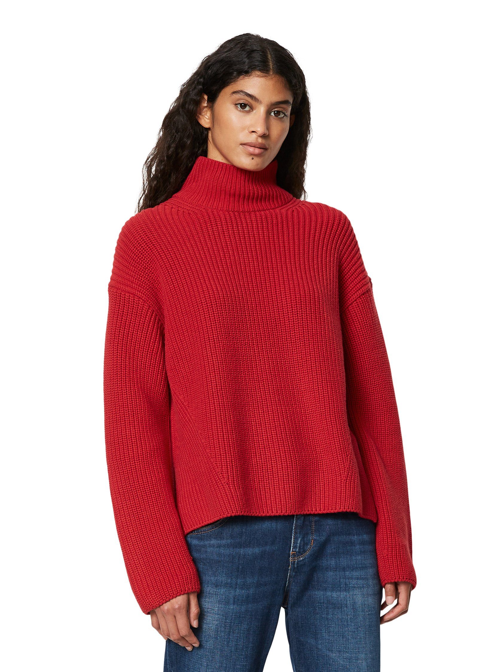 Marc O'Polo Strickpullover aus Heavy Weight Cotton rot