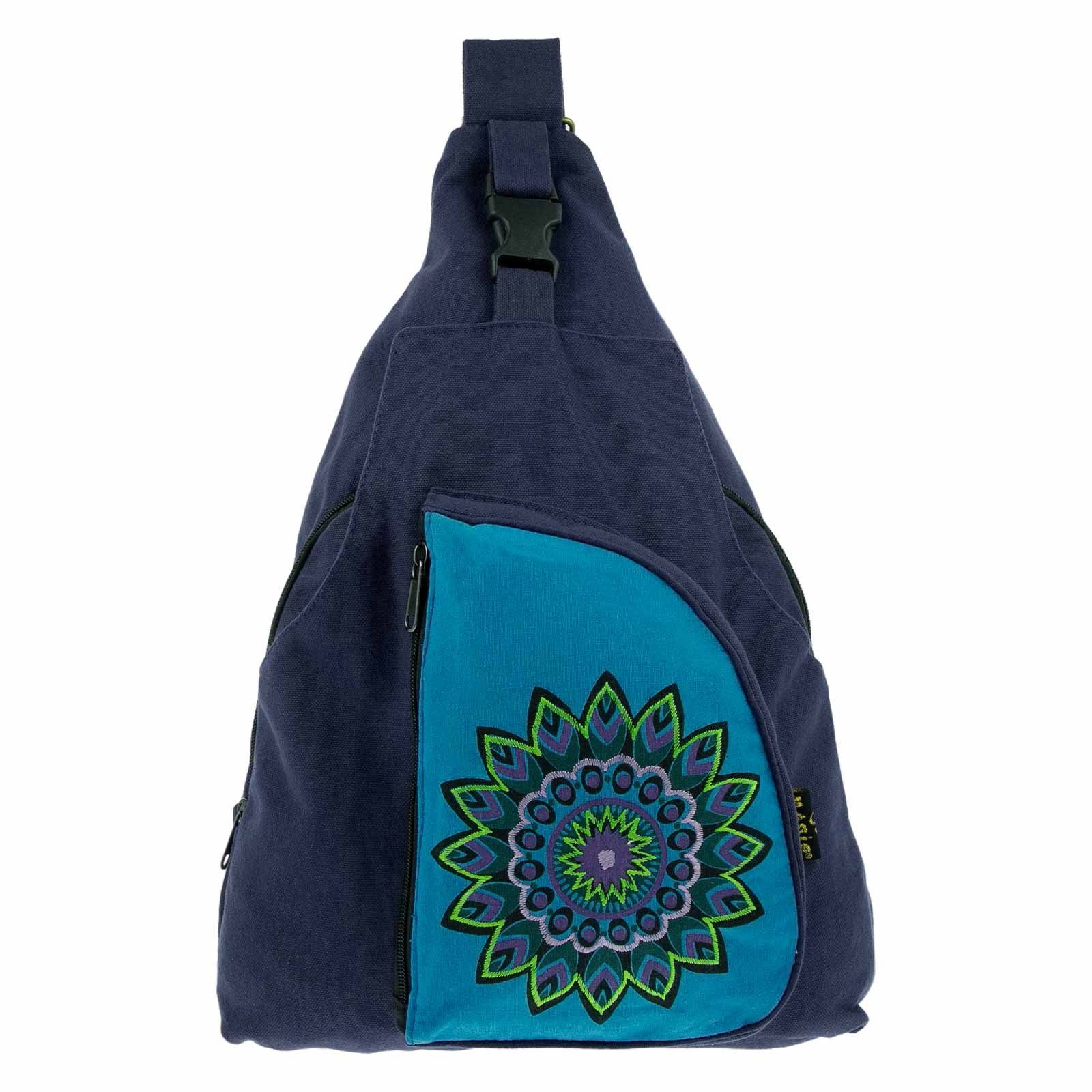 MAGIE Rucksack Umhängetasche Hippie UND KUNST Kunst&Magie Schultertasche Mandala Bag Sling L Bodybag Blau