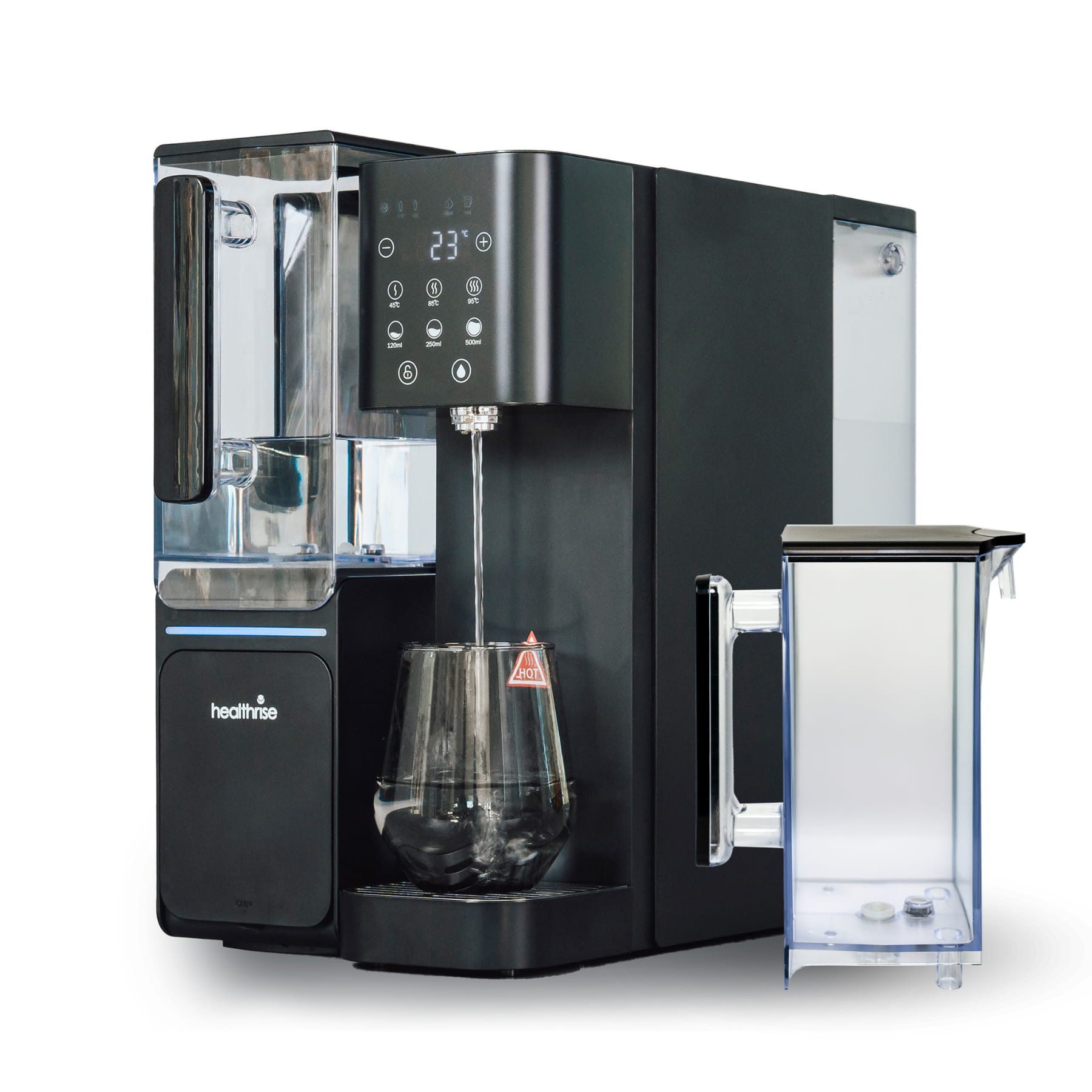 Health Rise Wasserfilter Pure Water Pro, Umkehrosmoseanlage, schwarz, extra Karaffe