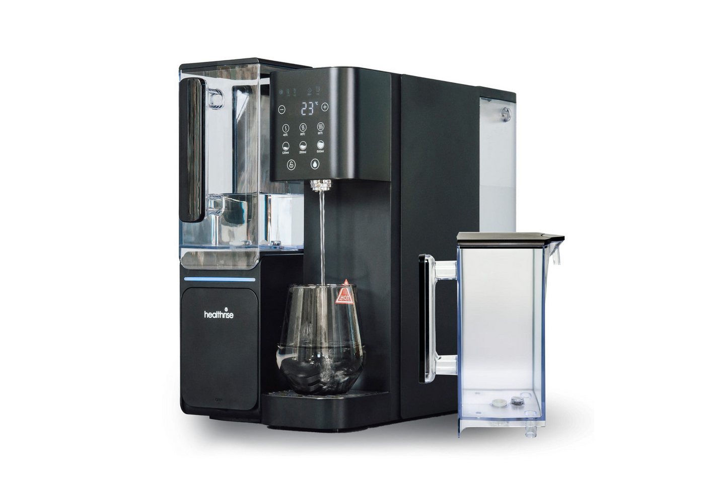Health Rise Wasserfilter Pure Water Pro, Umkehrosmoseanlage, schwarz, extra Karaffe