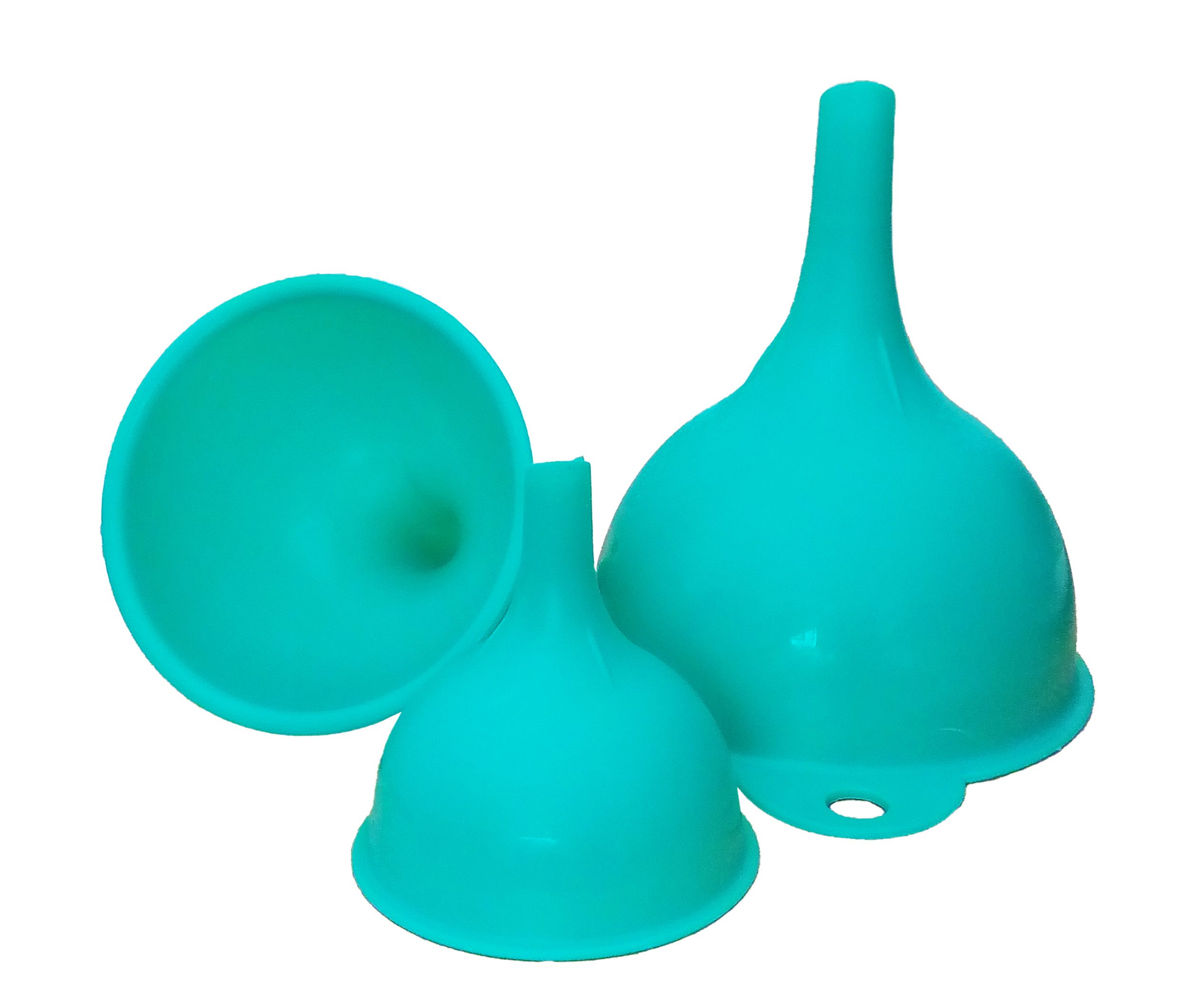 *Alpina* Trichter 3x TRICHTER Set Ø 6/8/10cm aus Kunststoff Einfülltrichter 89 (Türkis), Fülltrichter Flaschentrichter Einfüllhilfe Öltrichter Gießtrichter