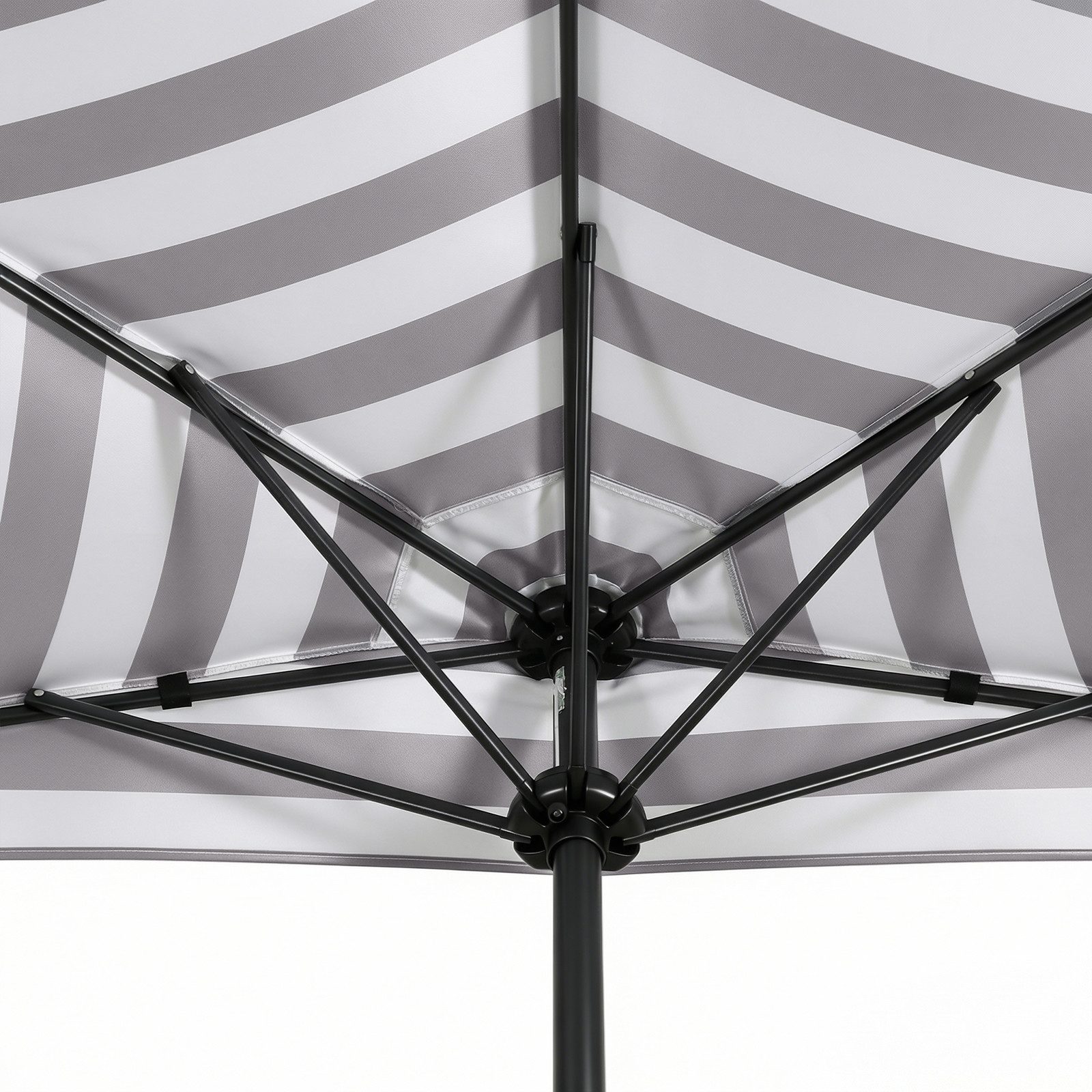 Sekey Sonnenschirm 270 cm Sonnenschirm Streifen Halbrund Terrassenschirm mit Kurbel, Halbrundschirm für Balkon, Garten, Hof, Restaurant, Café, Biergarten – Bild 5 von 5