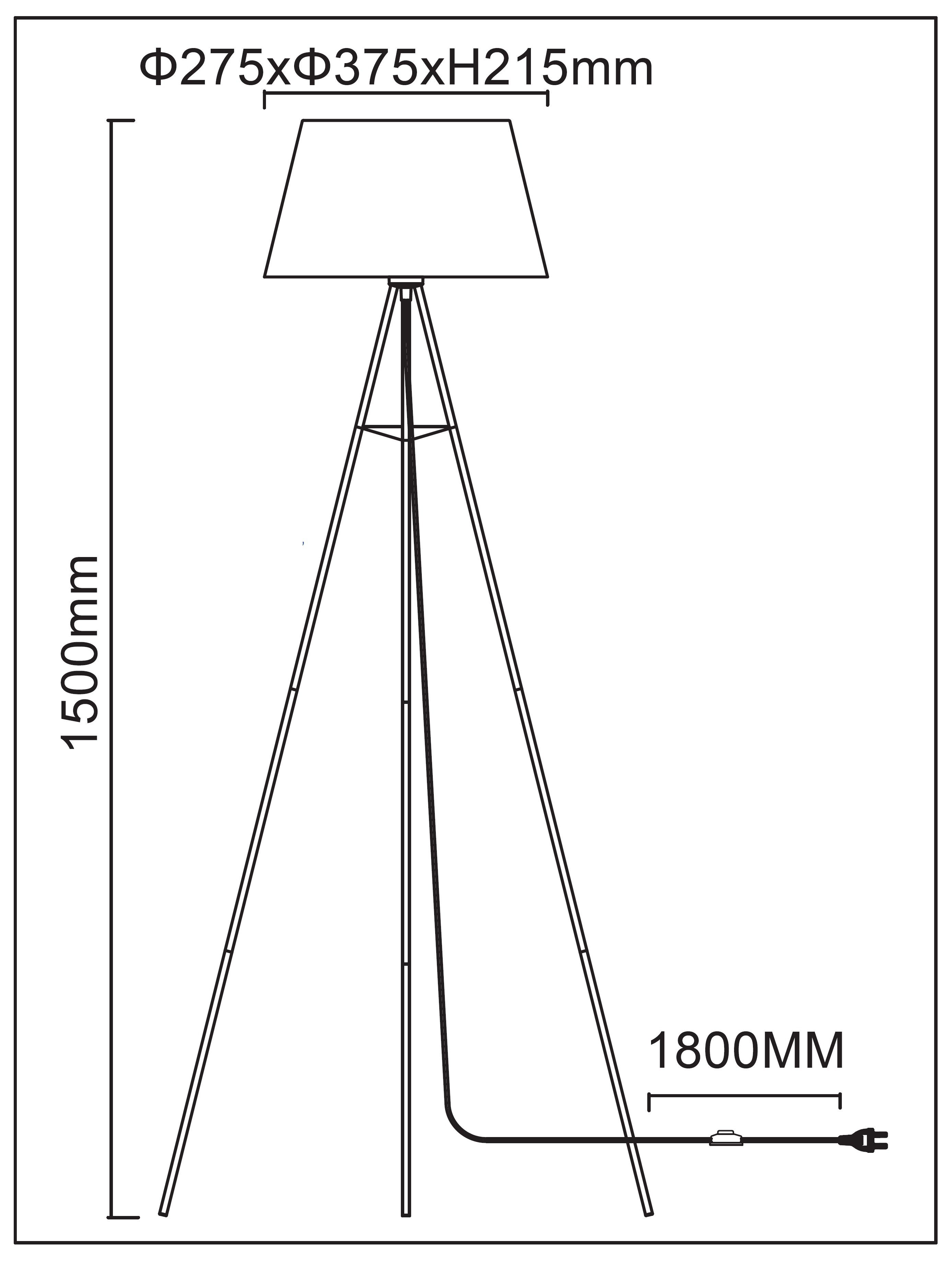 Tripod Lampenstativ 150cm, zeitlos Höhe: *BROWNIE* - warmweiß Stehlampe, Standlampe TRANGO - Schlafraum - Braun - LED Stofflampenschirm Leuchtmittel LED in Wohnraum Design 1522BL inkl. mit Dreibein E27 - Stehlampe - Stehleuchte