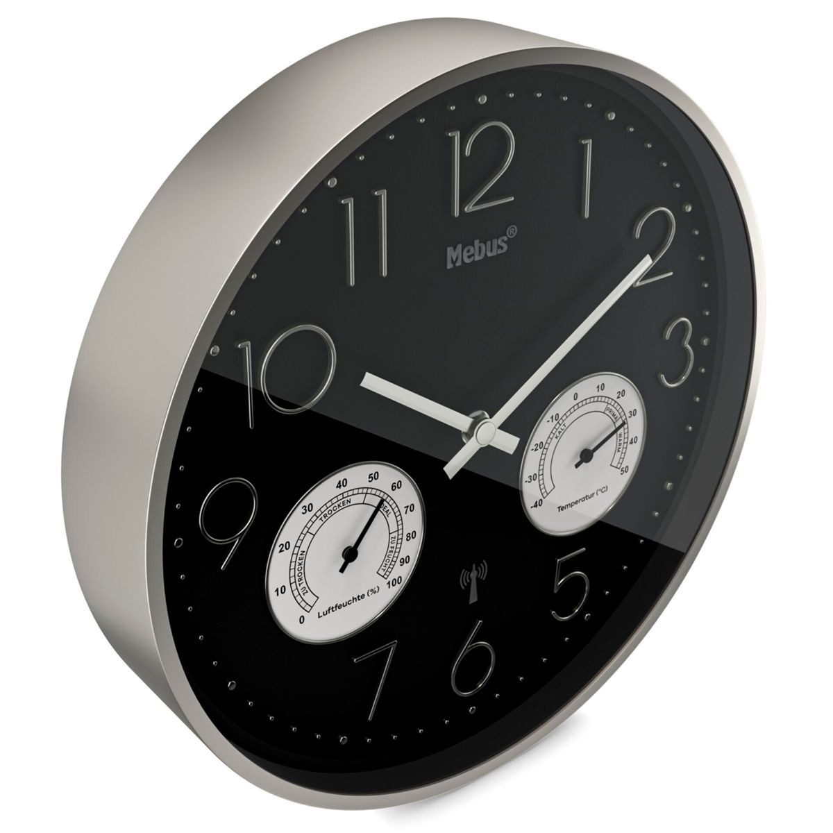 Mebus Wecker 12988 Funkwanduhr mit Thermo-Hygrometer