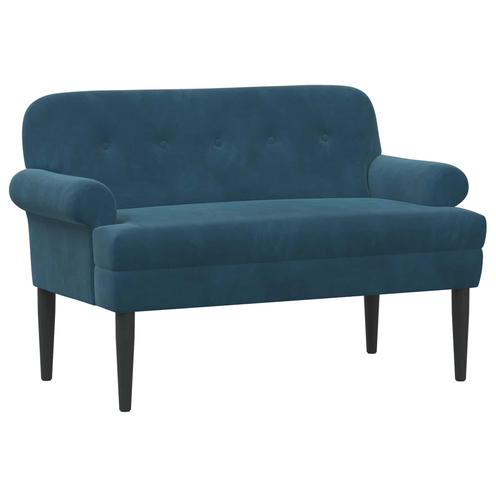 vidaXL Sitzbank Zweisitzer mit Knopfheftung Blau 120 x 66 x 78 cm Samt (1-St)