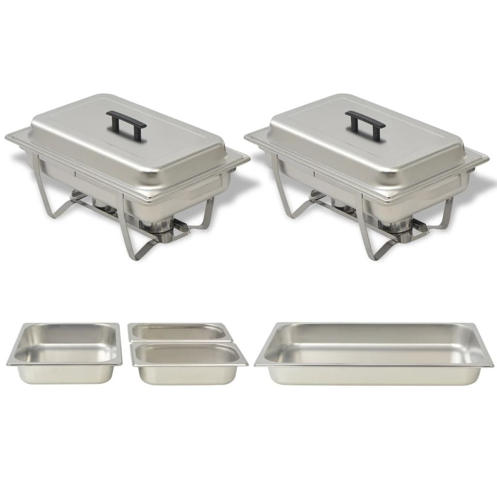 vidaXL Stövchen, Chafing Dish Set 2-tlg. Edelstahl