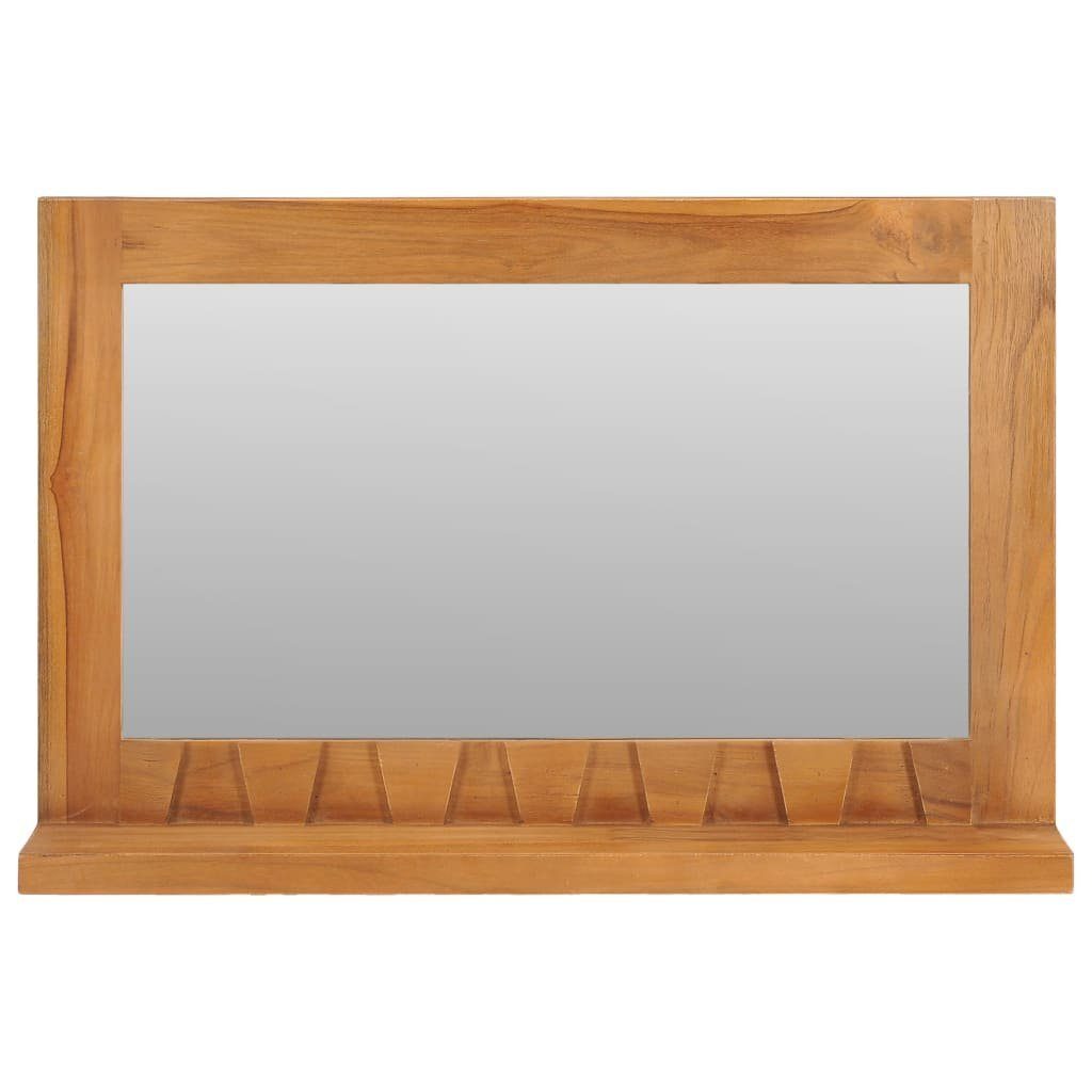 vidaXL Spiegel Wandspiegel mit Regal (1-St) 60×12×40 Teak cm Massivholz