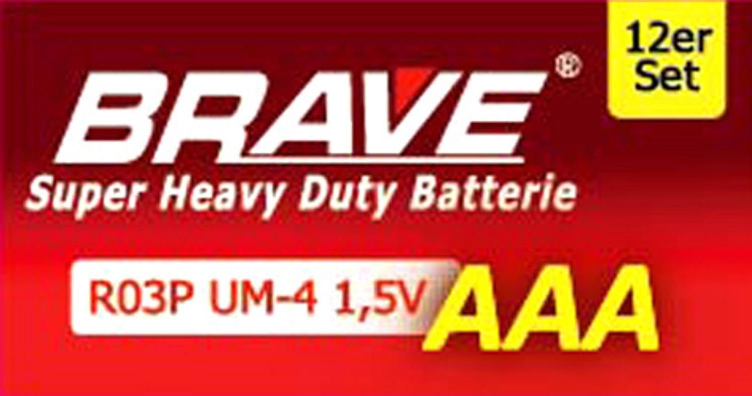 Brave Batterie, St) AAA R03P 80x UM-4 12er-Packung Batterien BURI Großpackung 1,5V (960