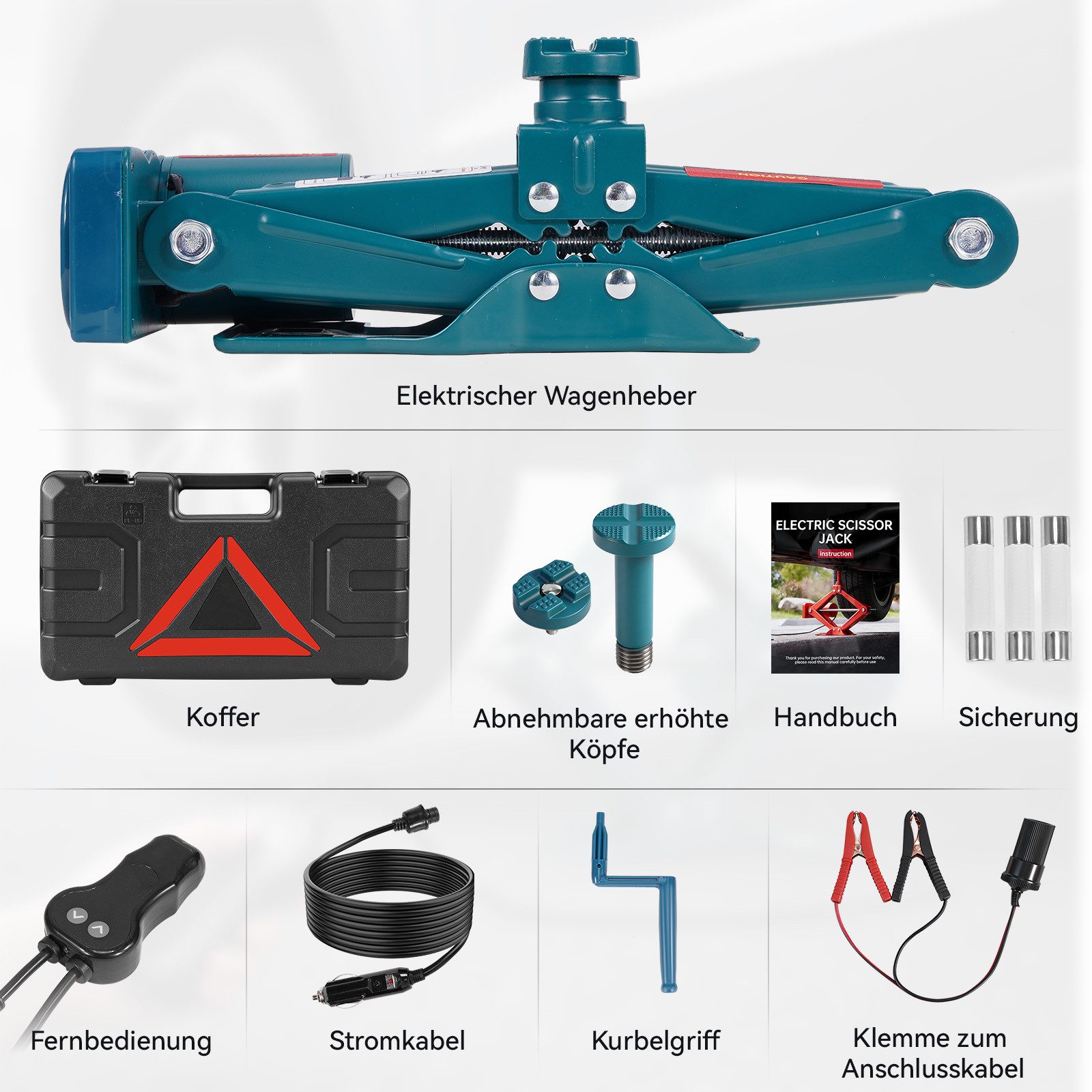 Yofidra Wagenheber 12V Elektrischer Hydraulikheber, max. Hubhöhe: 37 cm, bis 3 t, max. Hubhöhe: 37 cm, Scherenwagenheber Tragbarer Wagenheber für PKW, SUV Und MPV