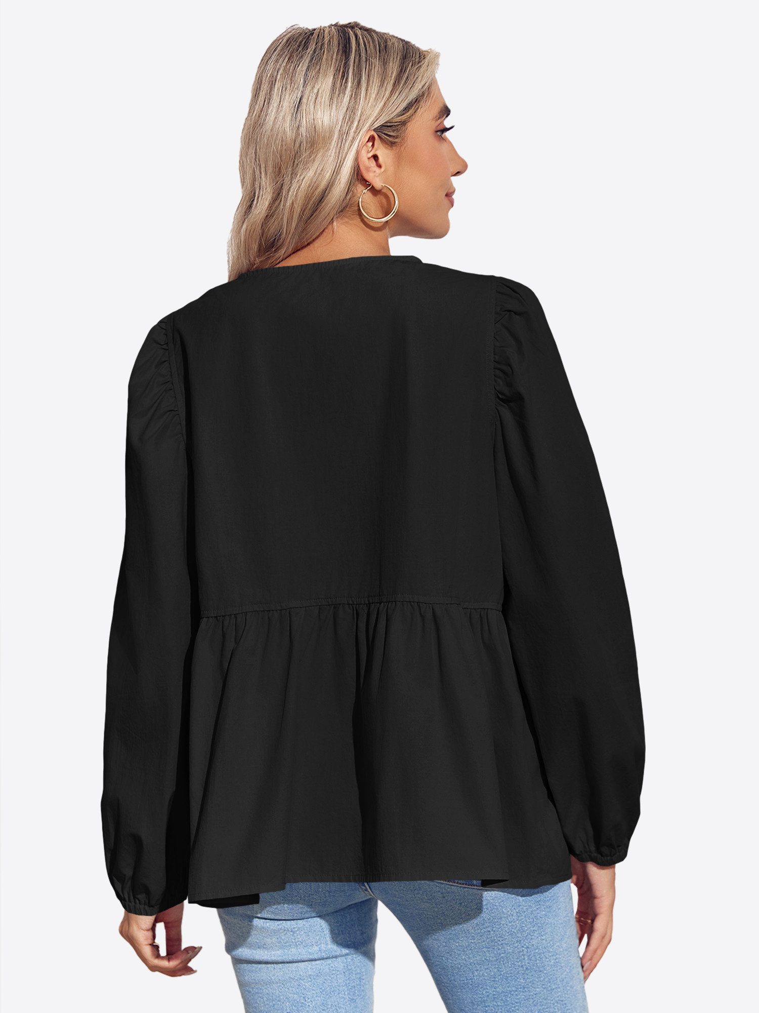 Imily Bela Blusenshirt Damen Blasenärmel Krawatte Hemd (Packung, 1-tlg., 1p günstig online kaufen