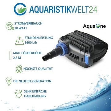 Aquaone Teichfilter AquaOne Teich Filteranlage Set Nr.22 CPF 10000 Druckfilter 20W Eco Teichpumpe Teichgröße bis 12000l Teichschlauch Bachlauf UV Lampe