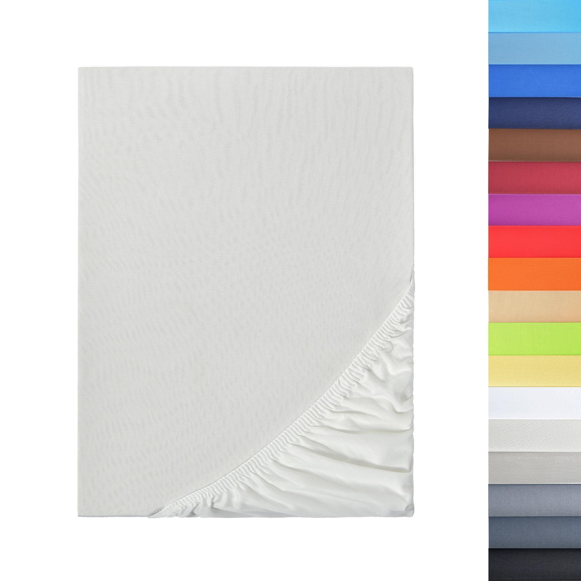 NatureMark Spannbettlaken Boxspringbett Mikrofaser Spannbetttuch 200x220cm, Polyester, Gummizug: rundum, Naturweiß