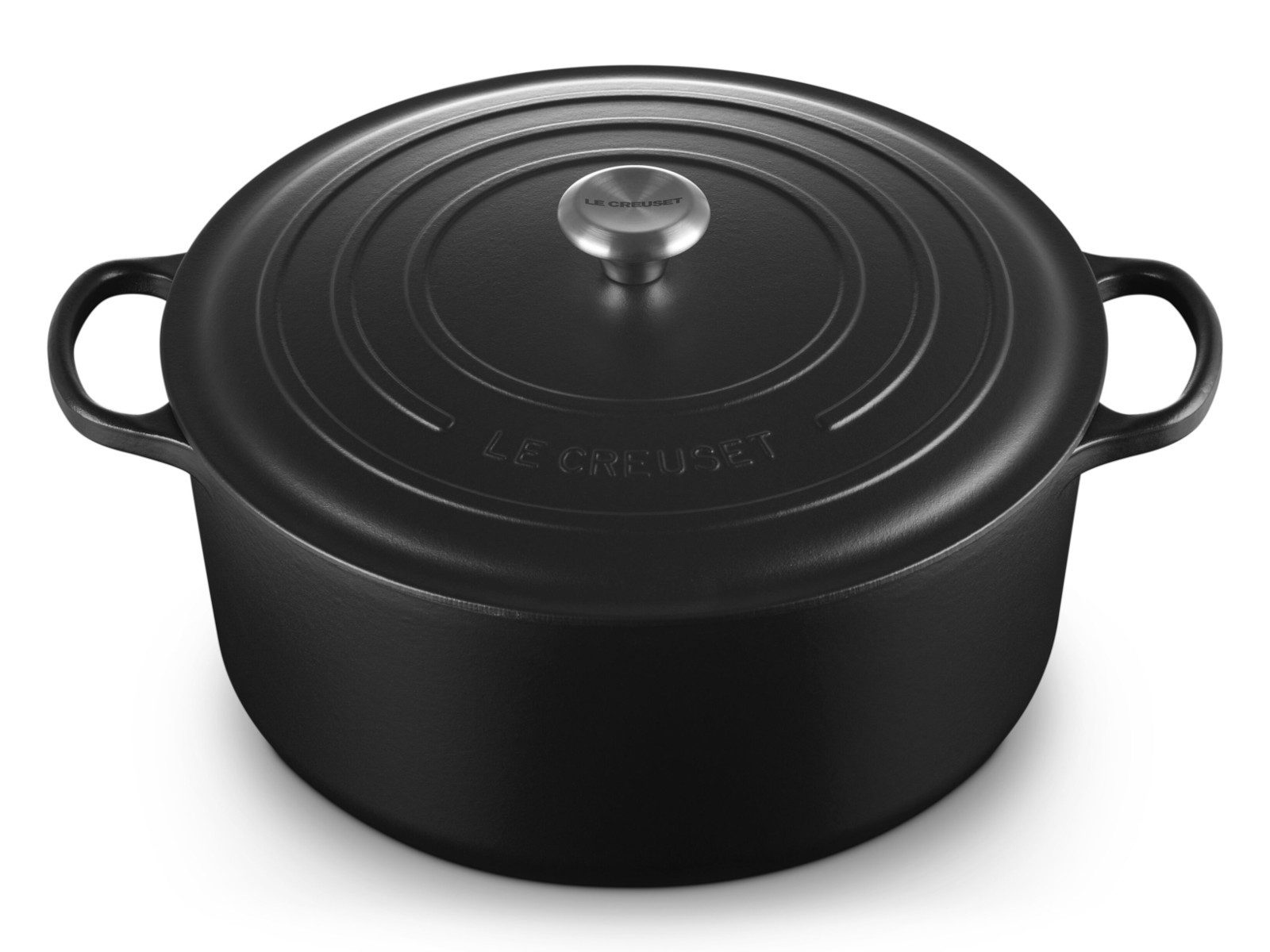 LE CREUSET Bräter Bräter Signature rund schwarz matt 34cm, Emailliertes Gusseisen