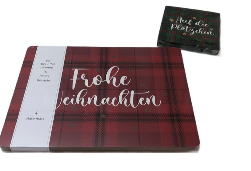 Platzset Boltze Tischset Windsor rot mit Schriftzug und Servietten