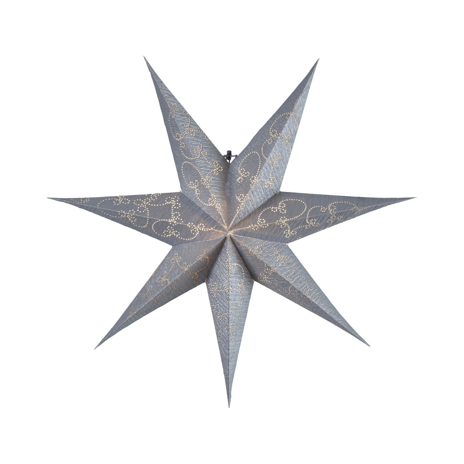 STAR TRADING LED Dekolicht Decorus, Papierstern Decorus, handgeschöpftes Papier, silber-grau, Ø 63cm