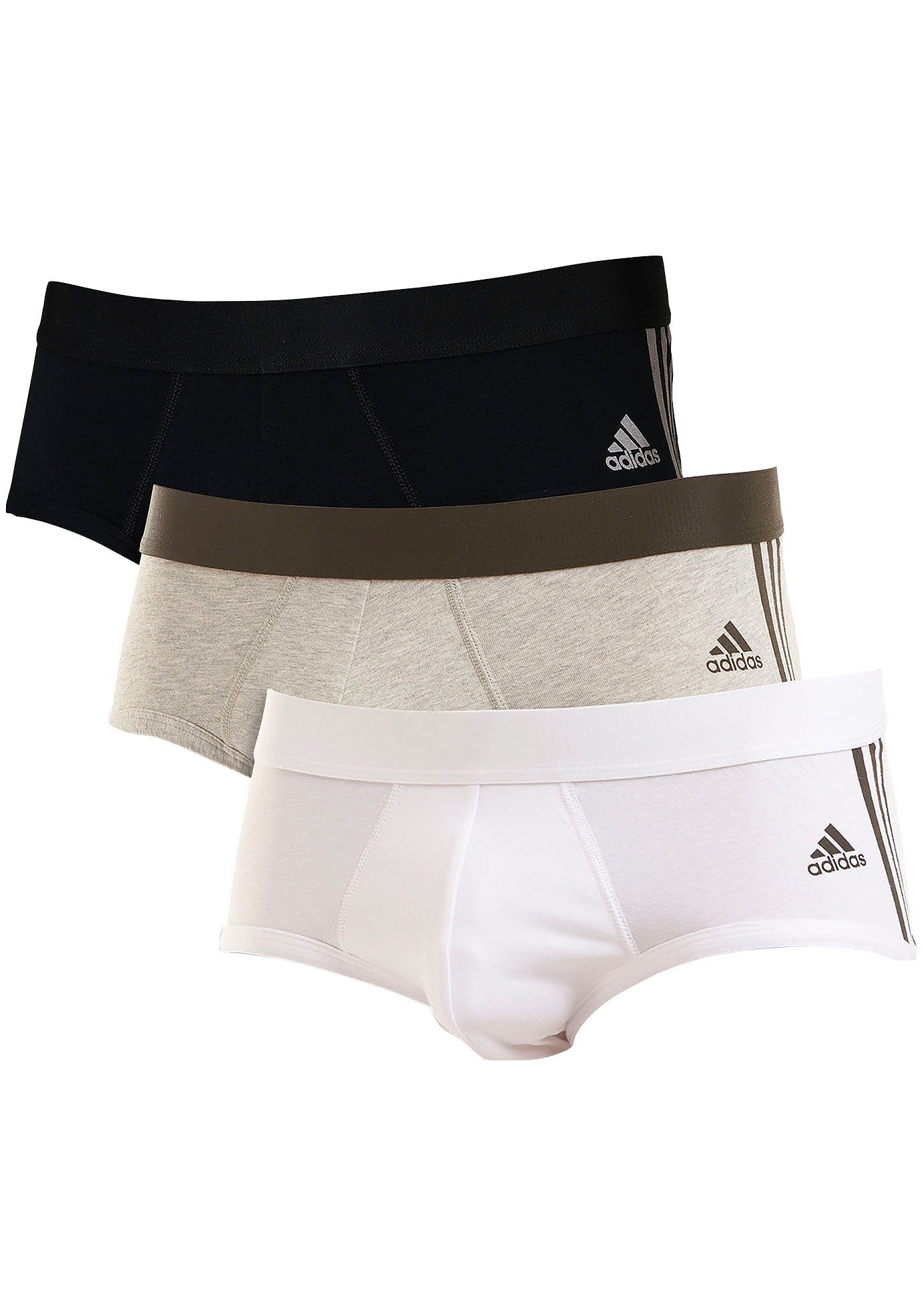 Sportswear weicher mit Unterhose Slip (3er-Pack) schwarz-grau-weiß Nahtverarbeitung adidas
