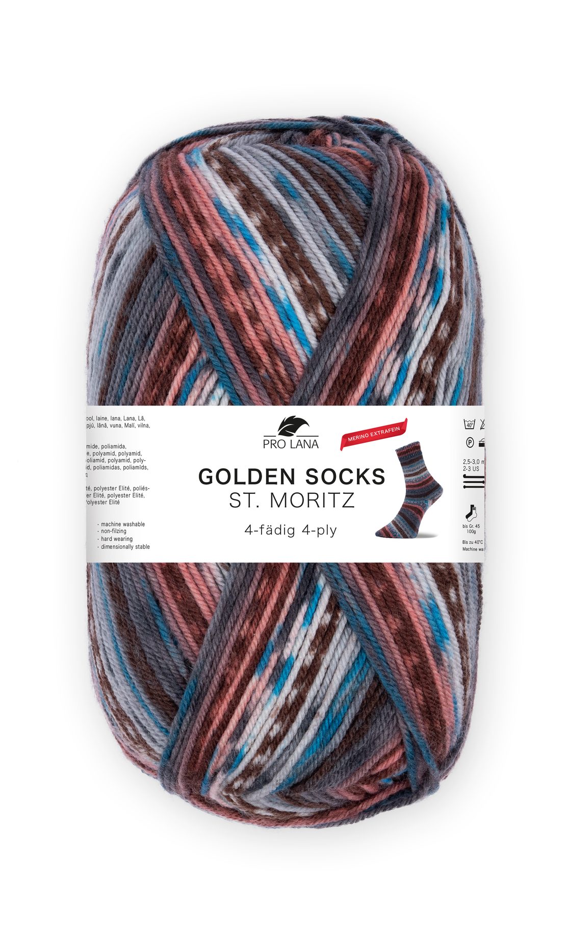 Pro Lana Golden Socks ST. MORITZ Merino extrafein Häkelwolle, 420 m (Alpine Eleganz und luxuriösen Tragekomfort vereint), 100 g