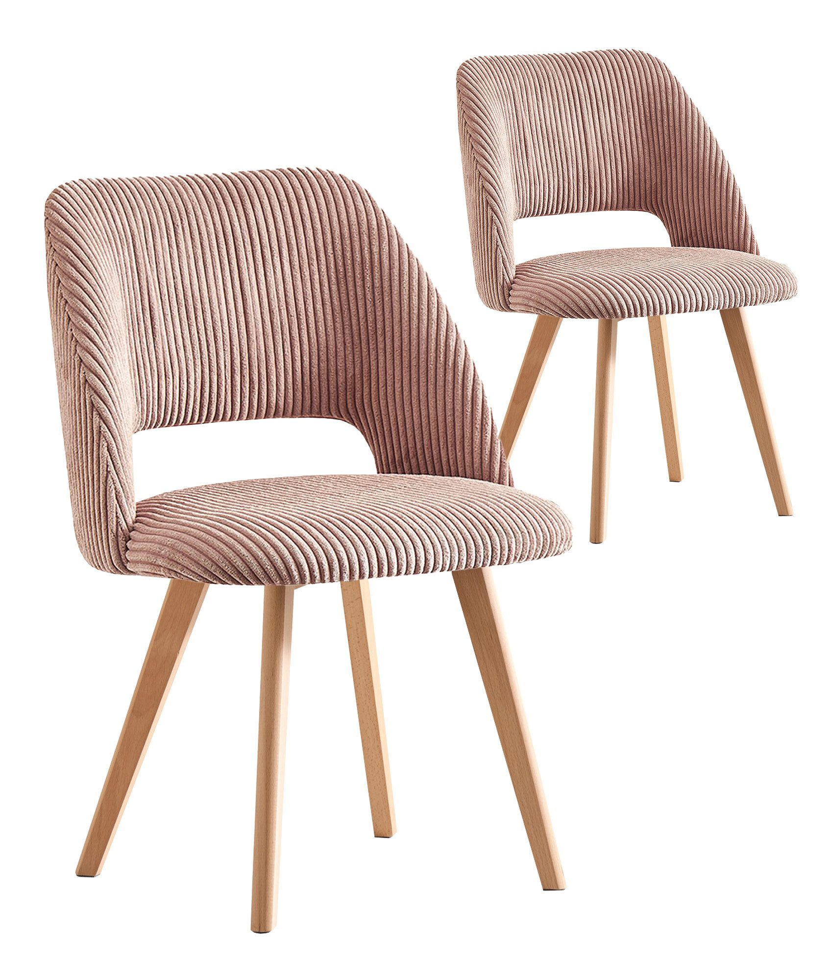 B&D home 4-Fußstuhl VICKY, Esszimmer Stühle, Polsterstühle, Küchenstühle, Wohnzimmerstühle (Set, 2 St), gepolstert, Stuhlbeine aus Metall oder Massivholz wählbar